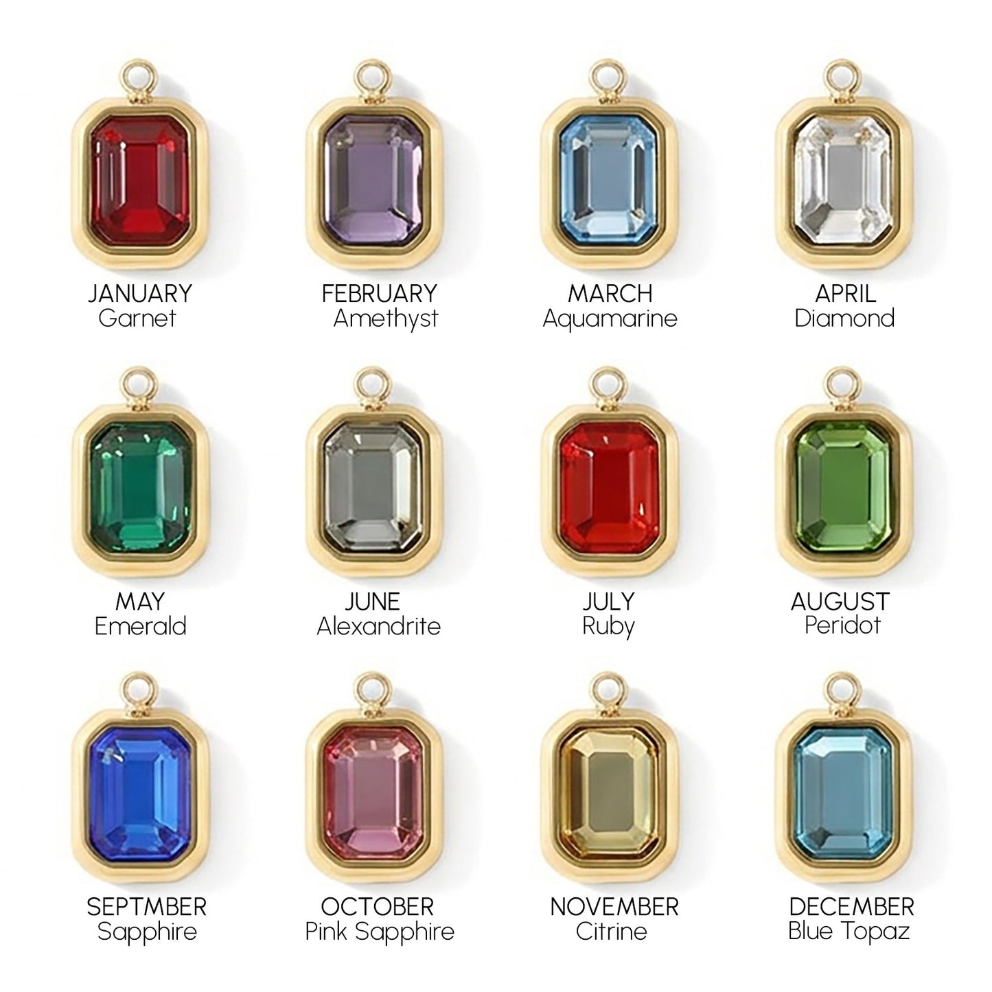 Baguette Birthstone Charm