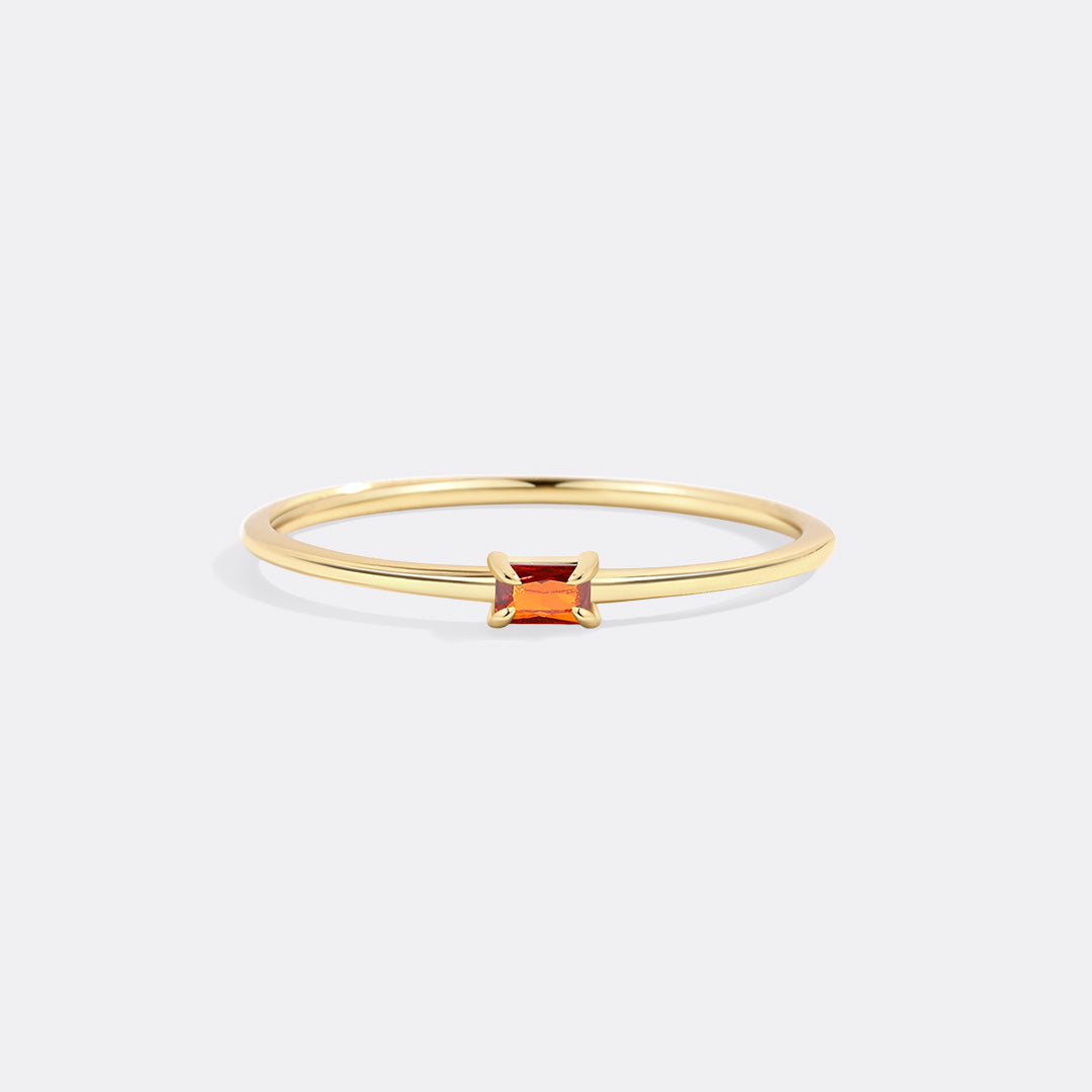 Dainty Baguette Birthstone Stacking Ring