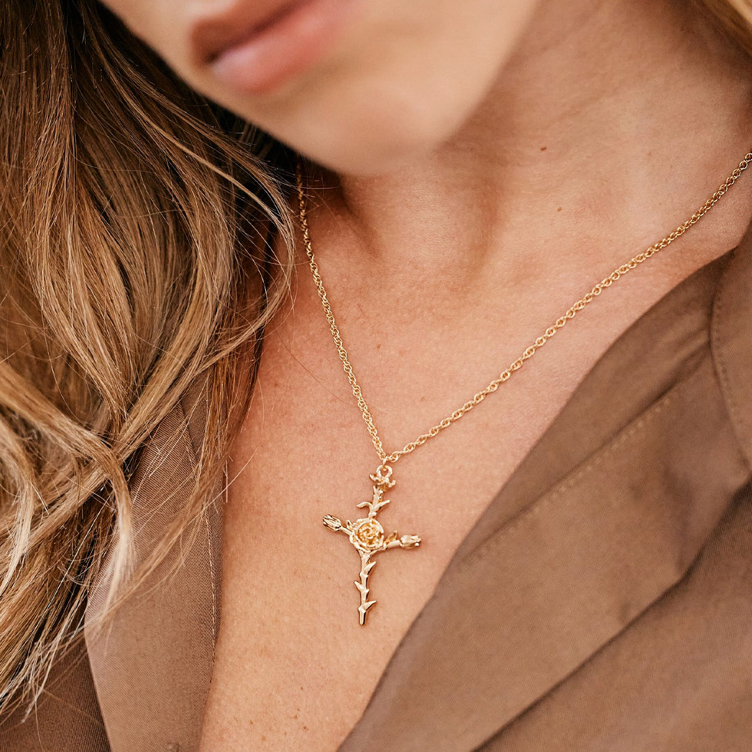 Floral Cross Pendant Necklace