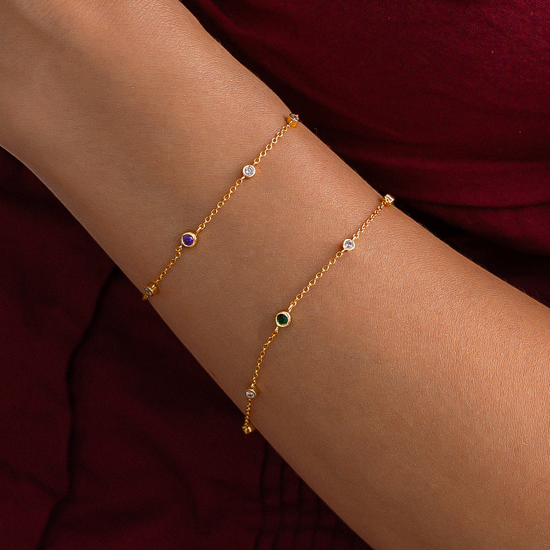 April Birthstone Station Bracelet