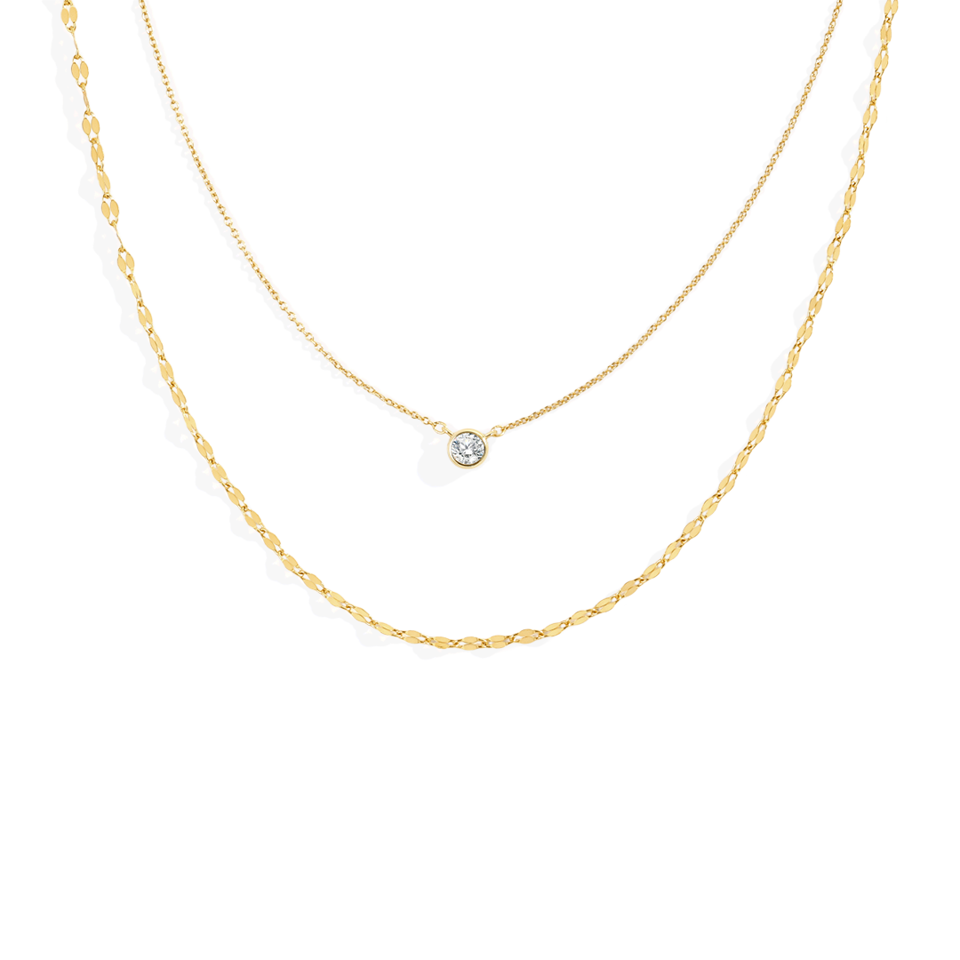 Classic Bezel Necklace and Petal Chain Set