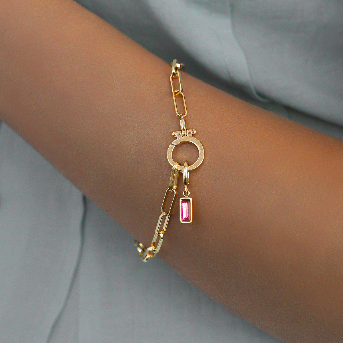 Dainty Baguette Birthstone Charm