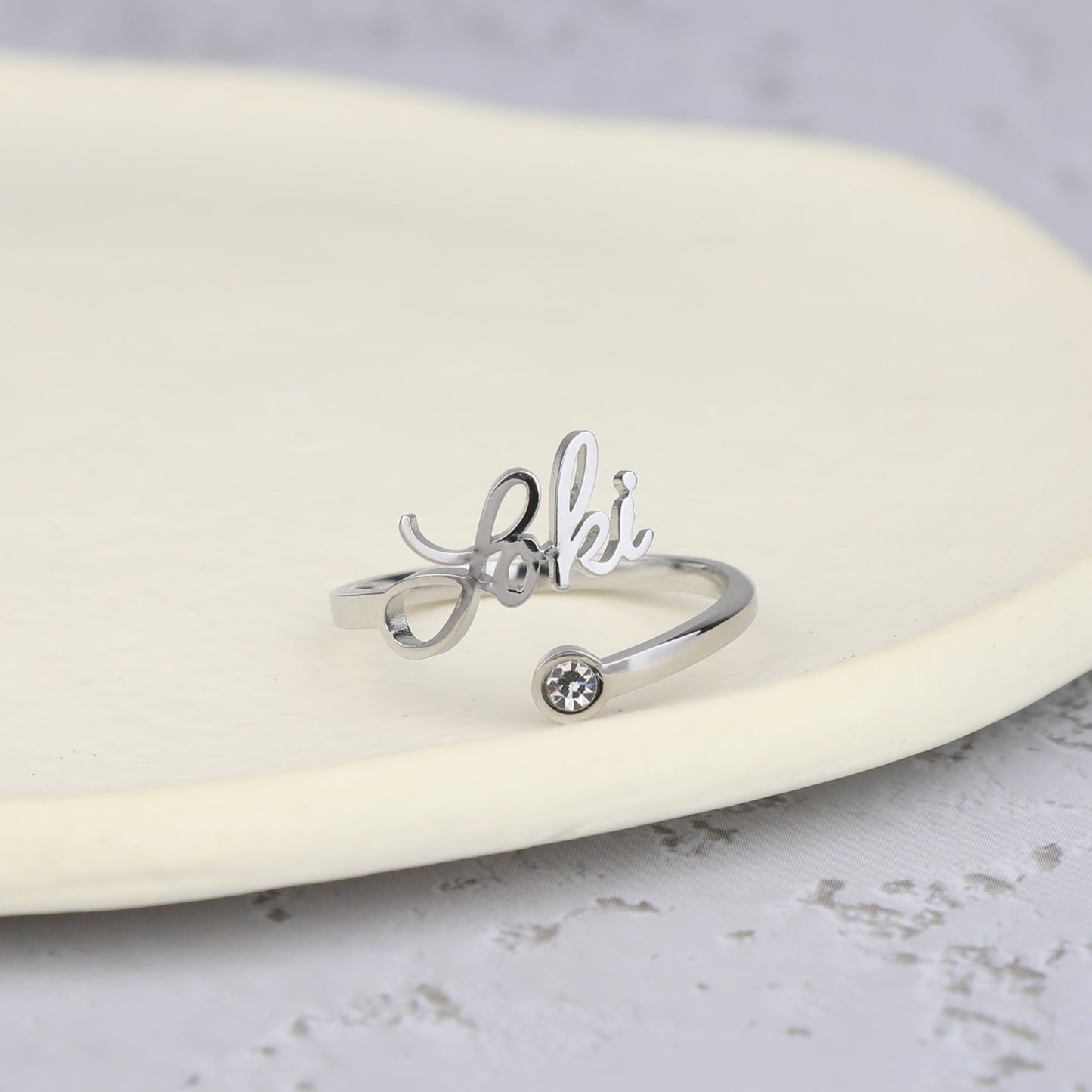 Custom Name Birthstone Ring
