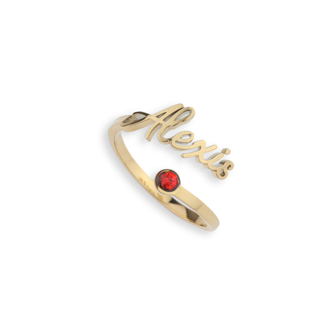 Custom Name Birthstone Ring