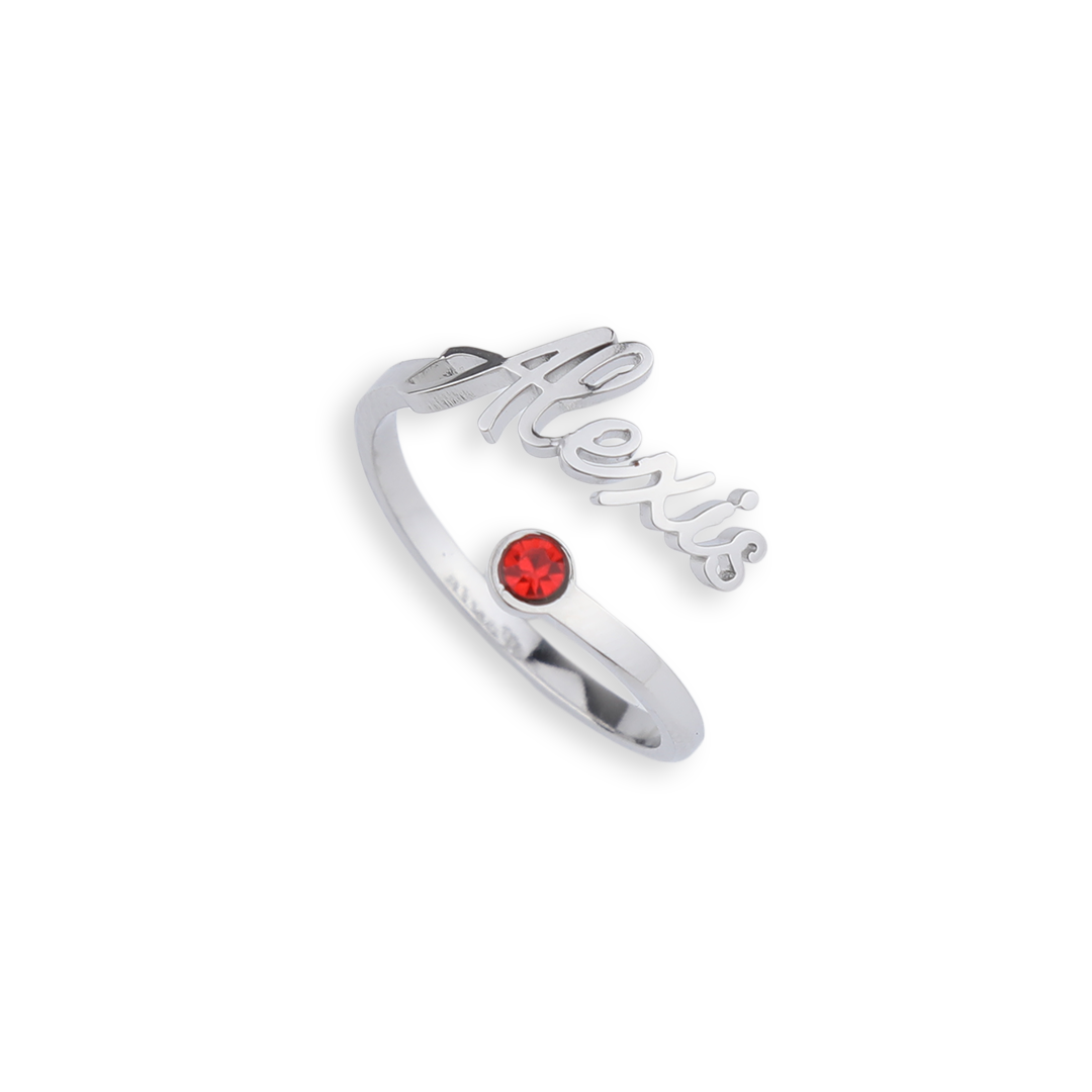 Custom Name Birthstone Ring