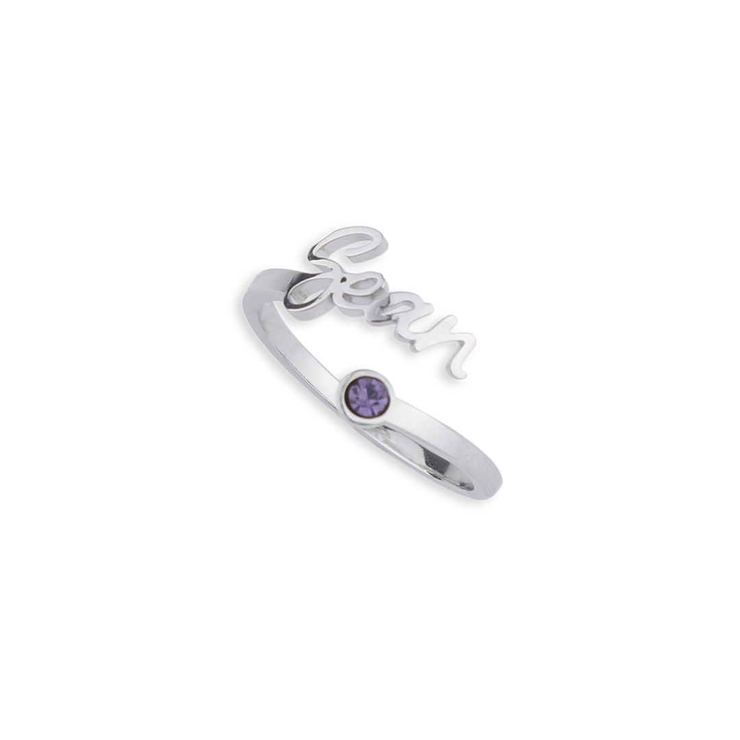 Custom Name Birthstone Ring