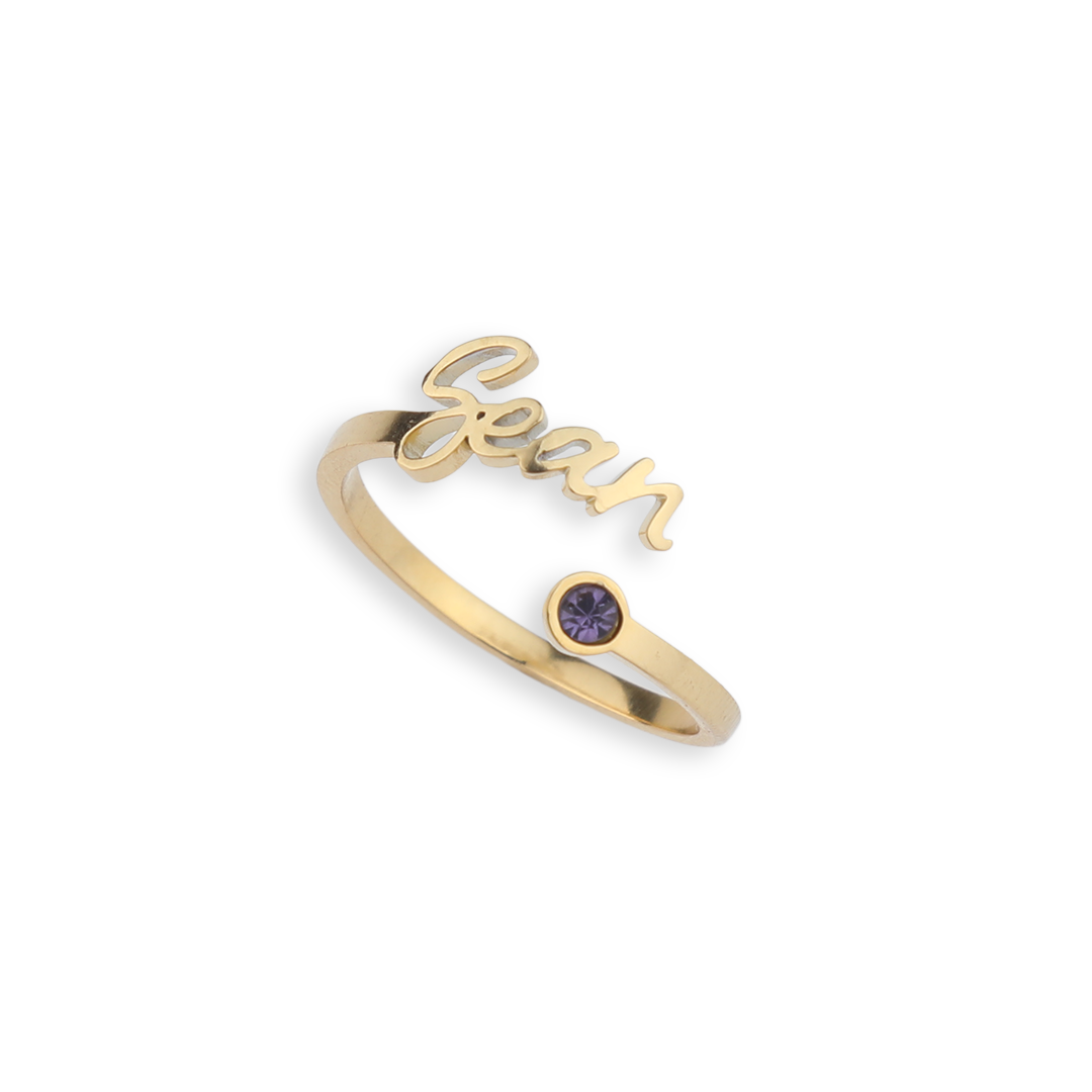 Custom Name Birthstone Ring