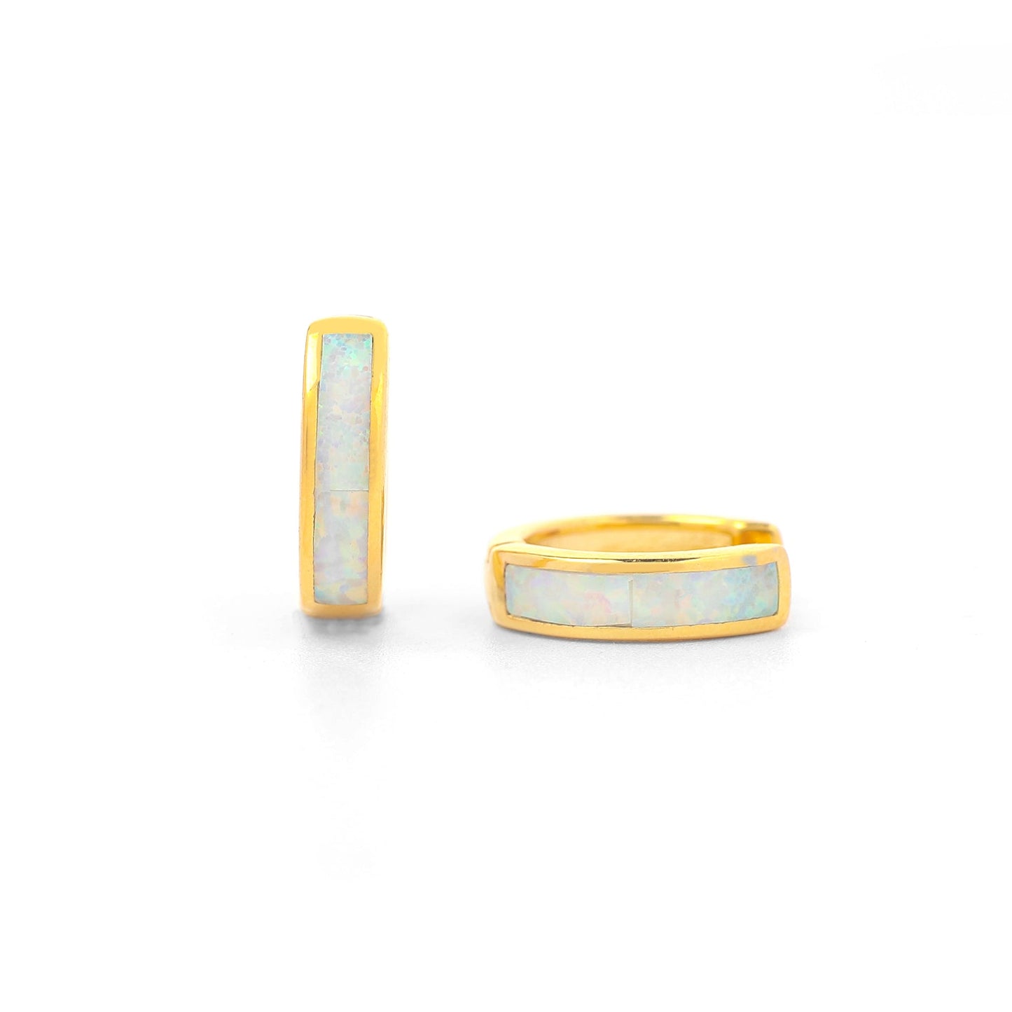 Opal Inlay Huggie Hoop Earrings