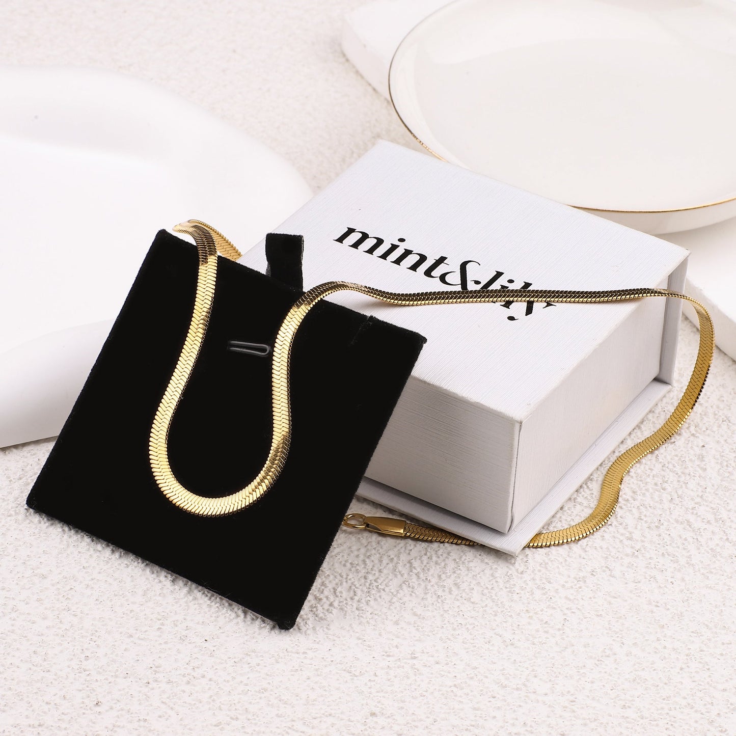 Herringbone Gold Chain Necklace