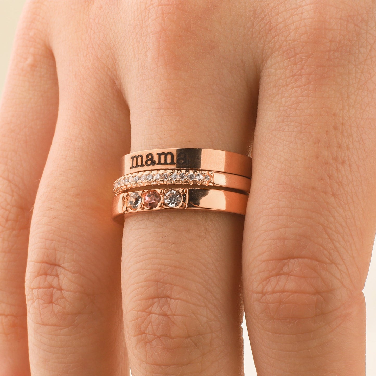 Personalized Name Birthstones Stacking Rings