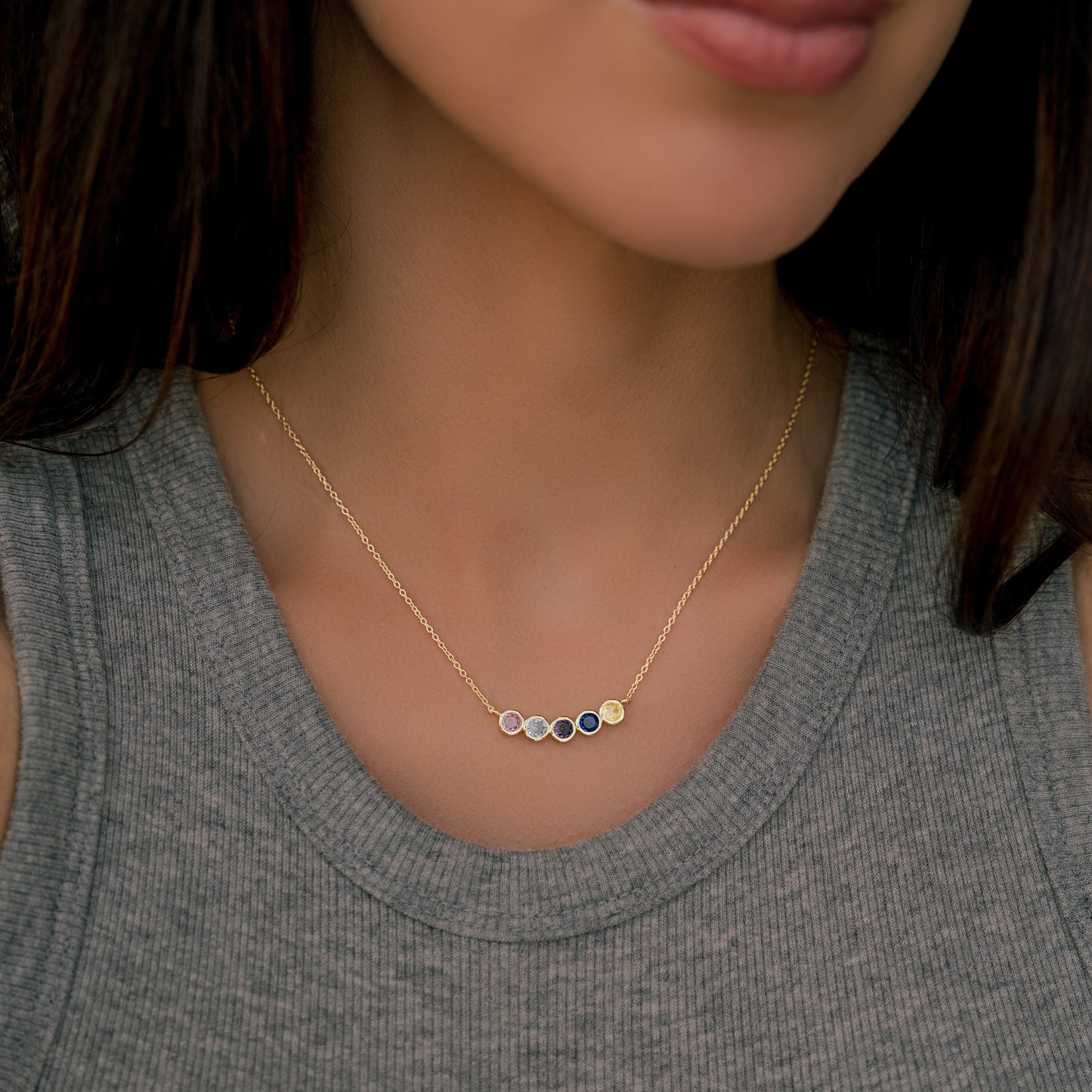Dainty Family Birthstones Necklace