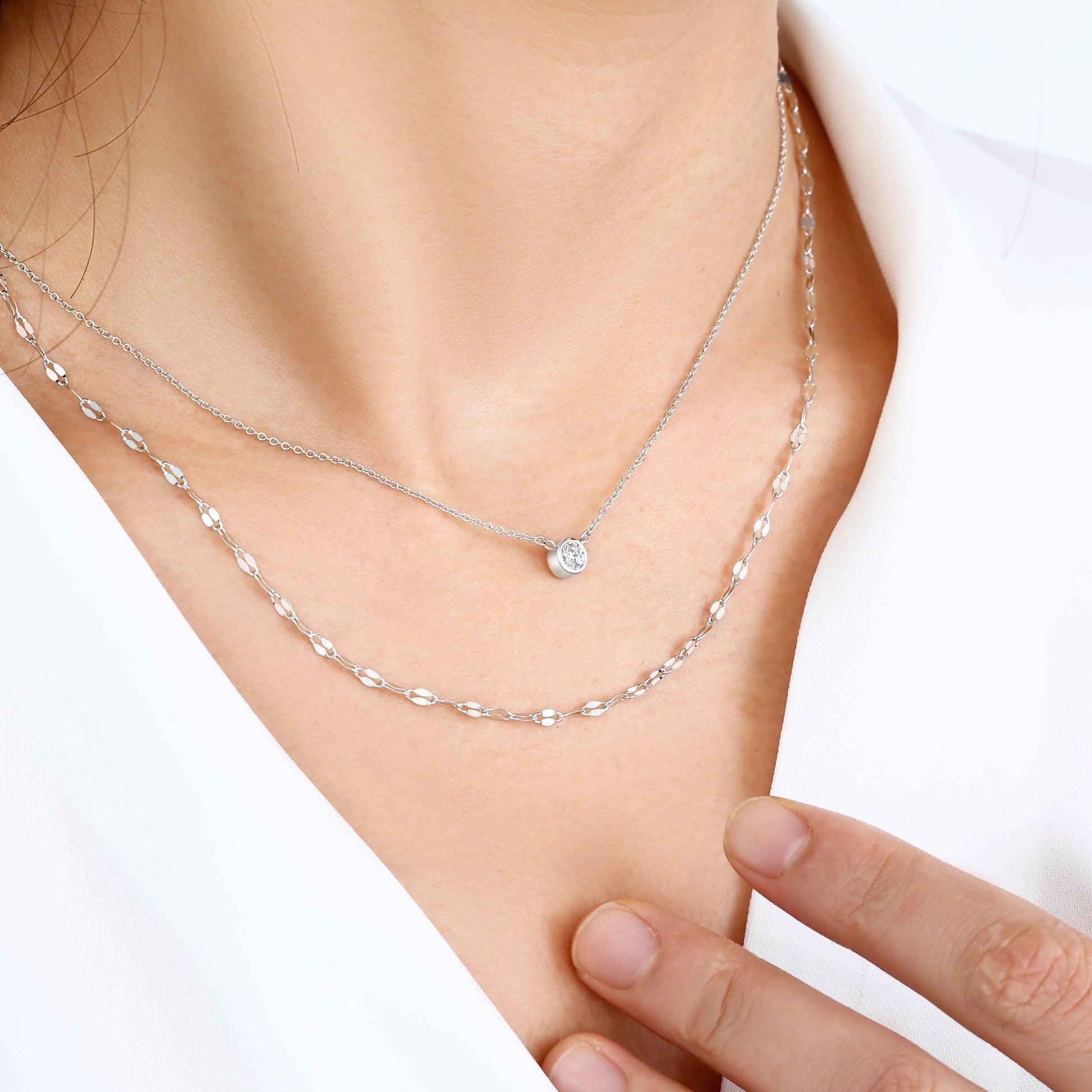 Classic Bezel Necklace and Petal Chain Set