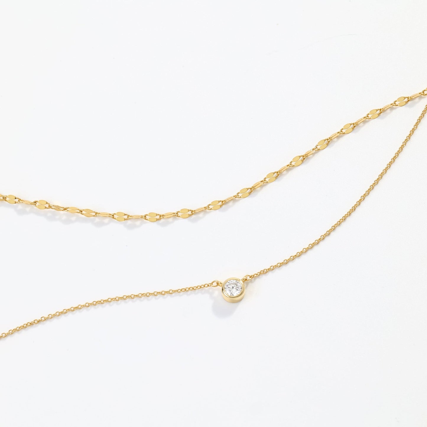 Classic Bezel Necklace and Petal Chain Set