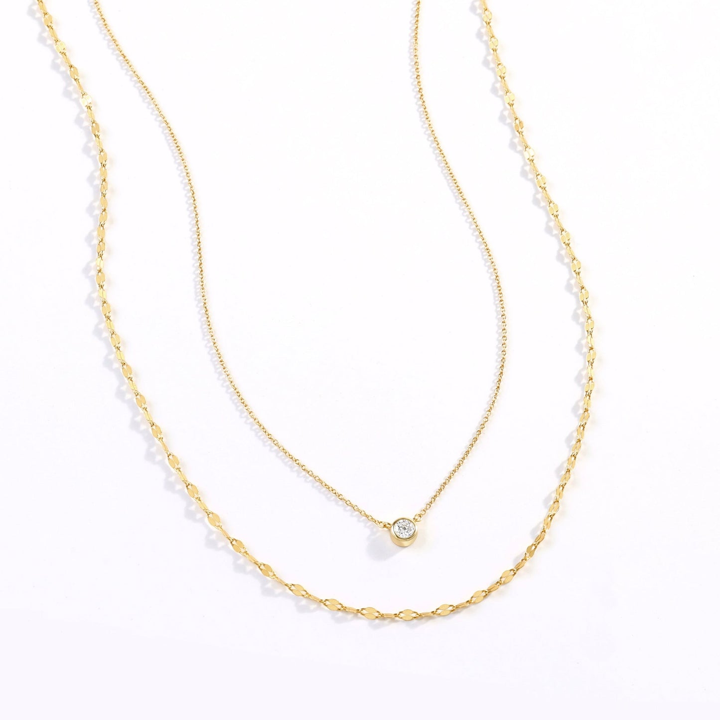 Classic Bezel Necklace and Petal Chain Set