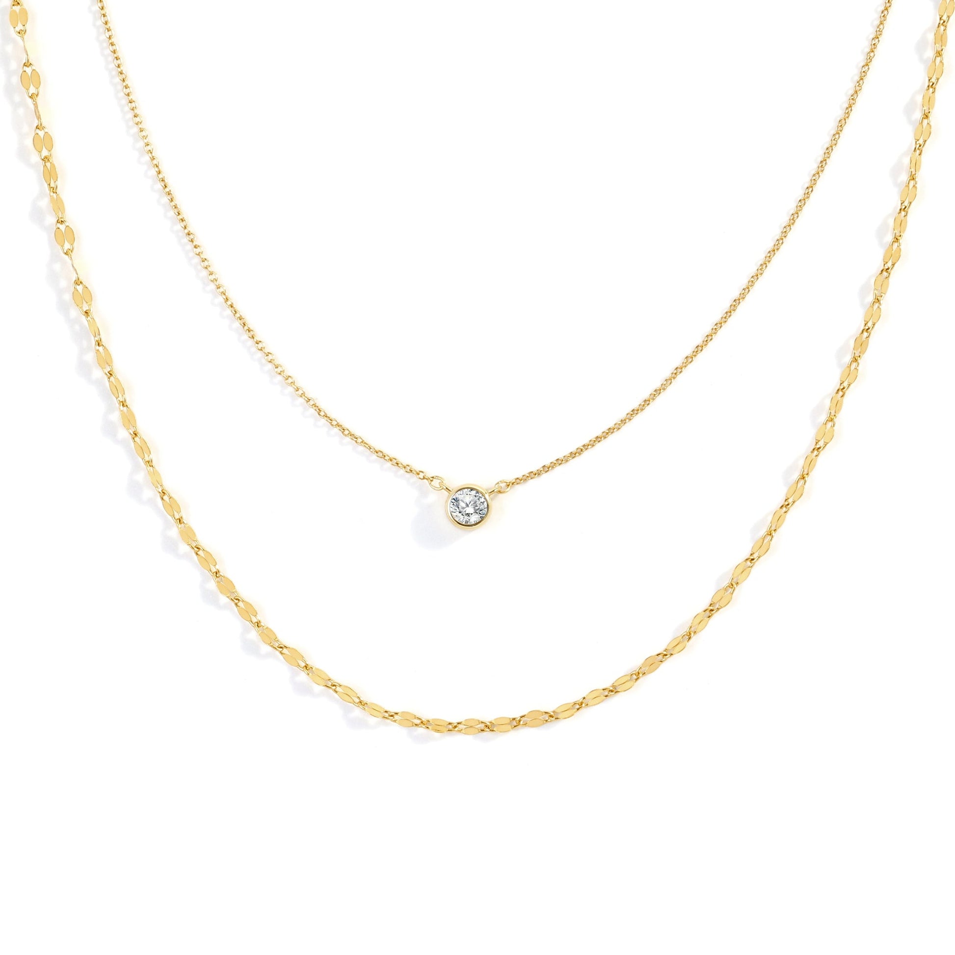Classic Bezel Necklace and Petal Chain Set