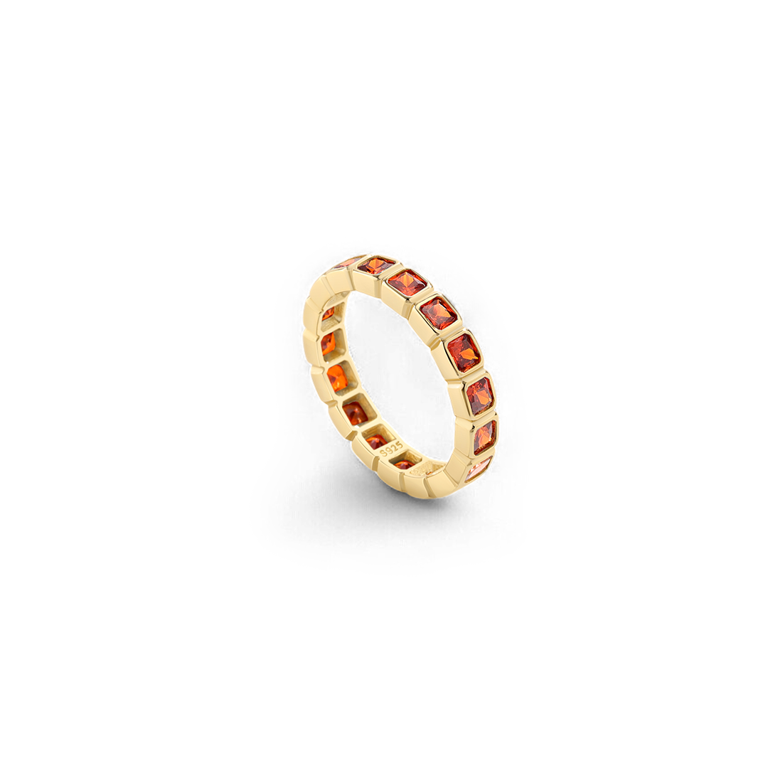 Emerald Cut Birthstone Eternity Ring