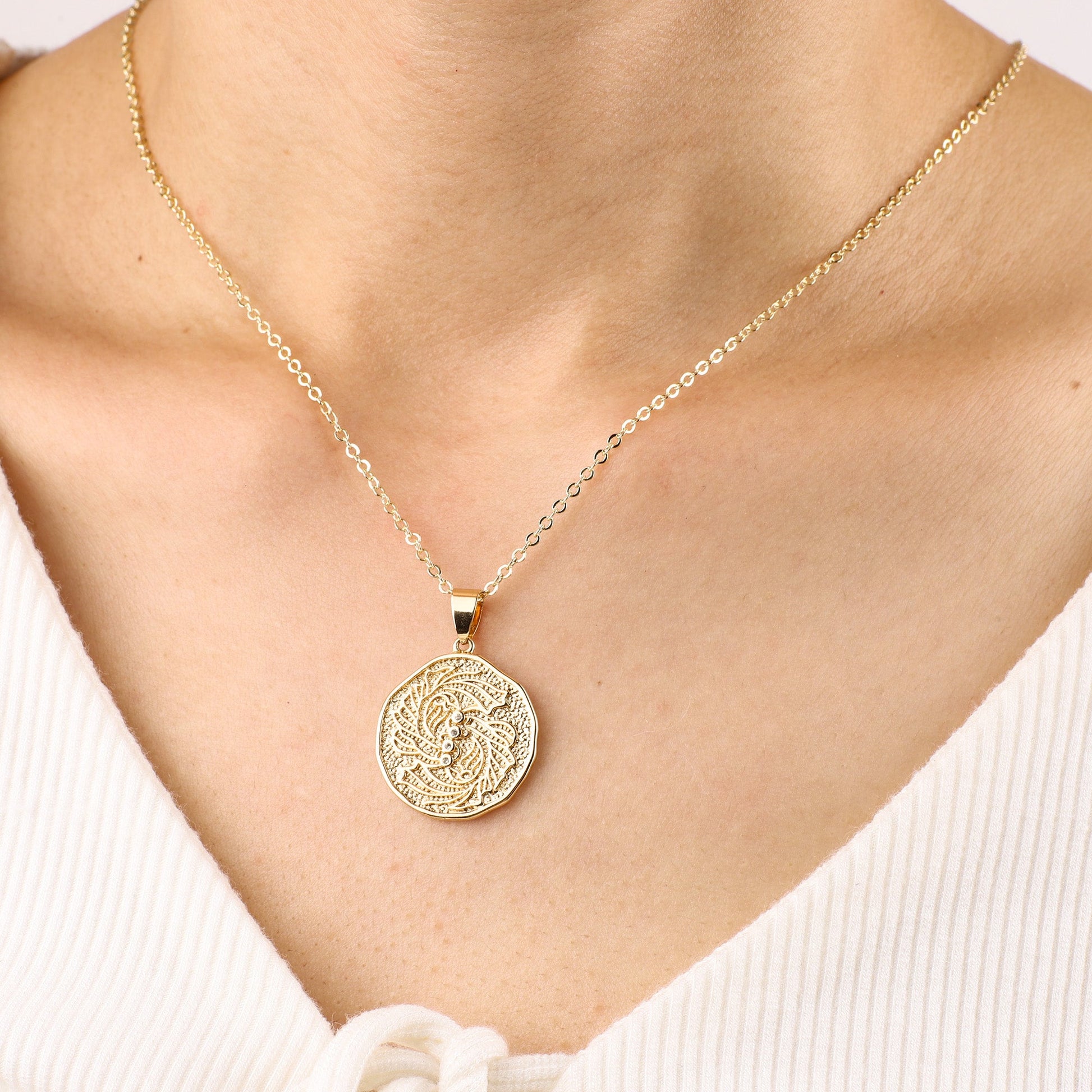 Astrological Sign Coin Pendant Necklace