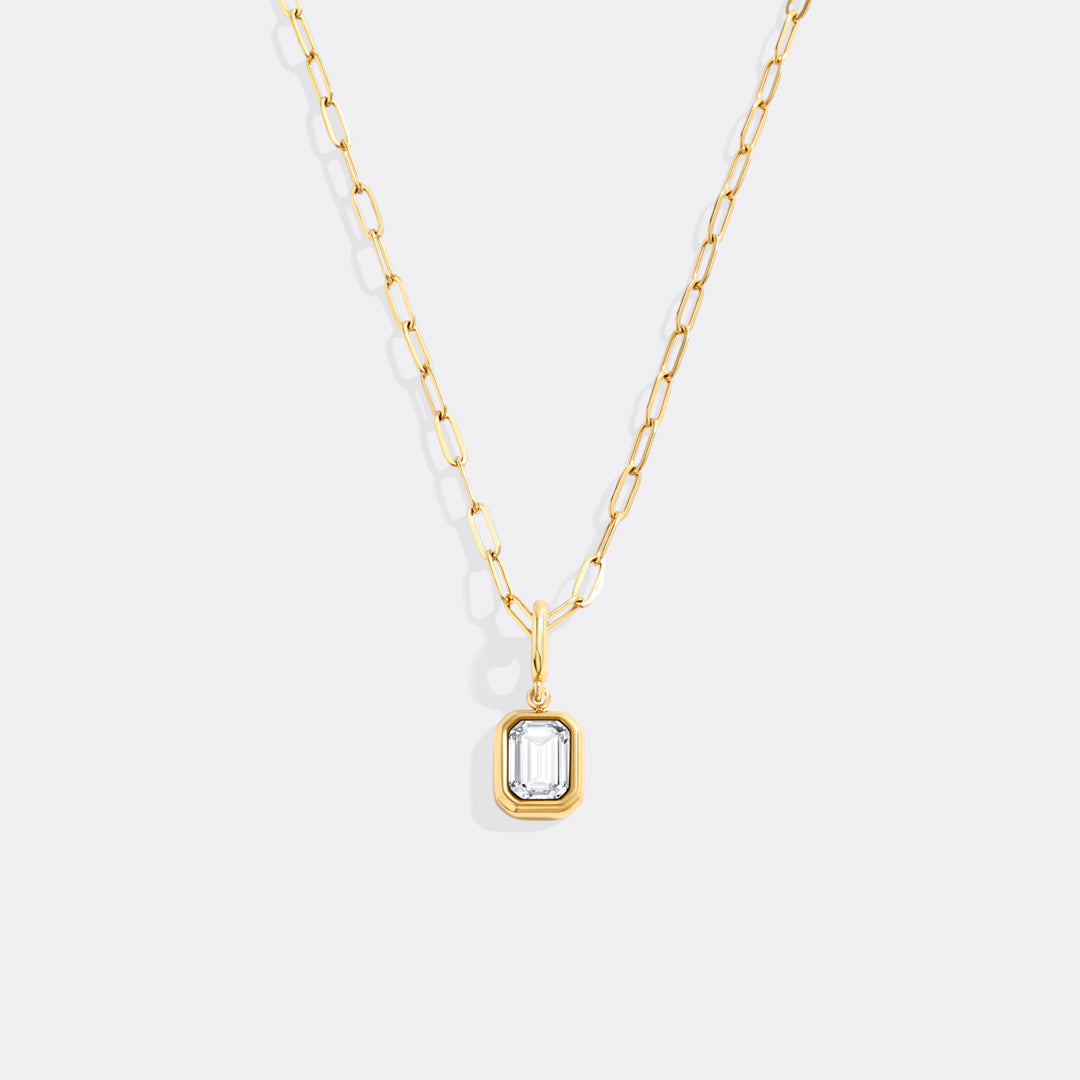 Baguette Birthstone Charm Necklace