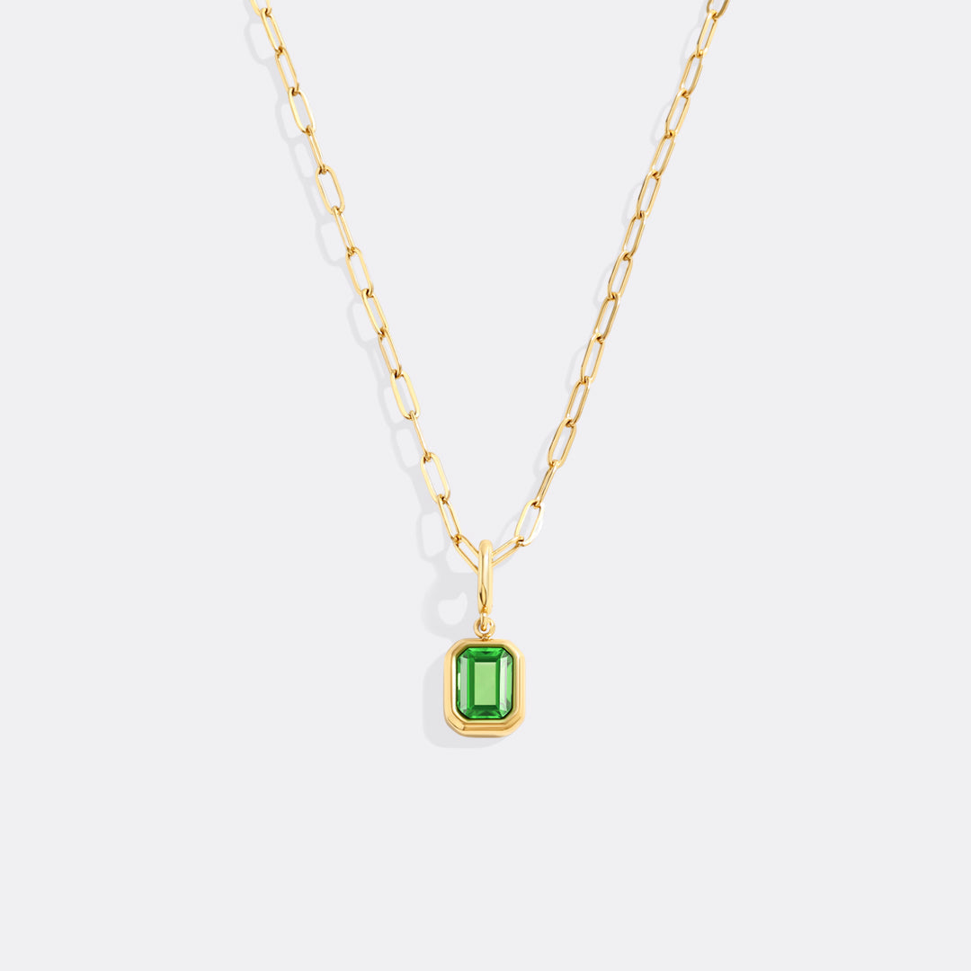 Baguette Birthstone Charm Necklace