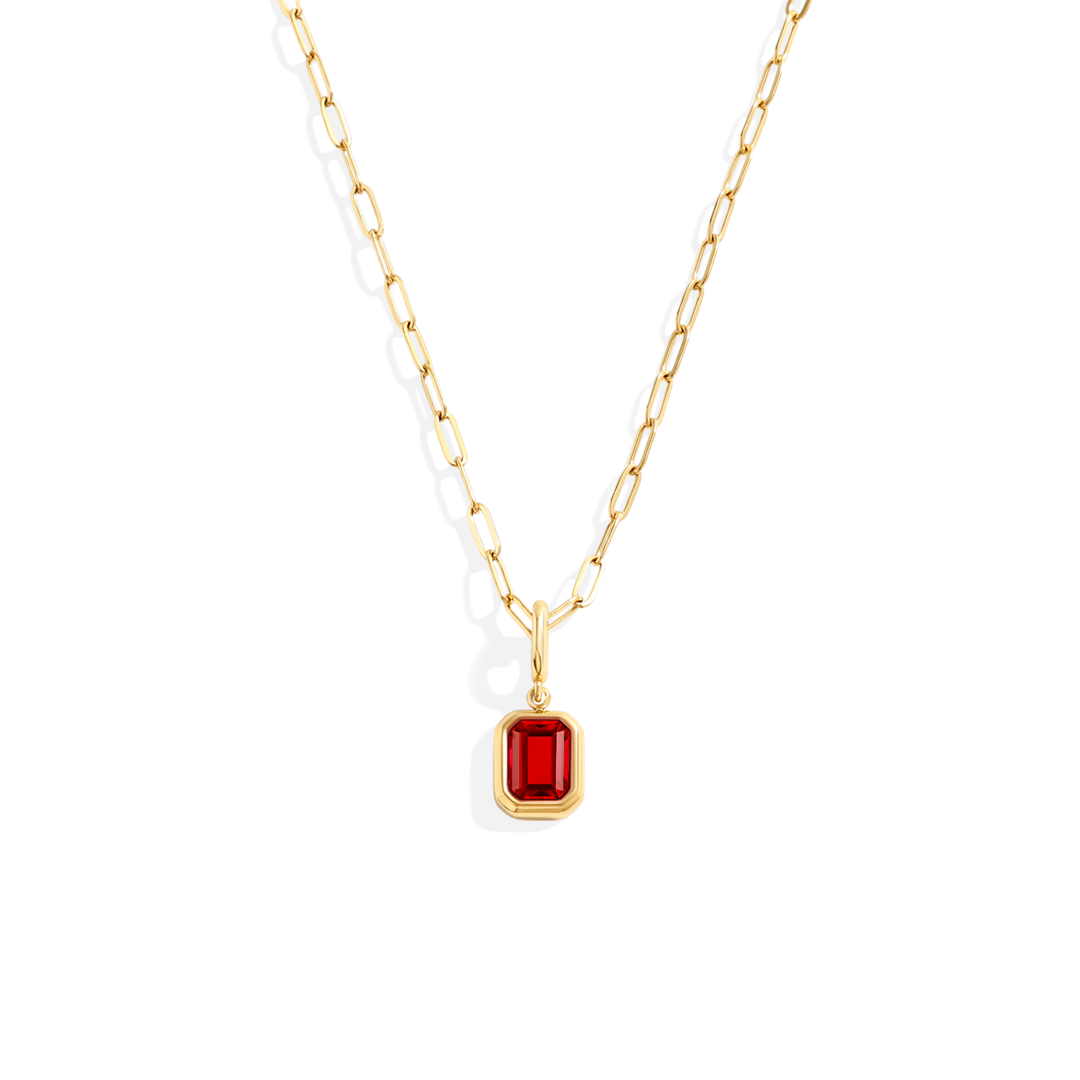 Baguette Birthstone Charm Necklace