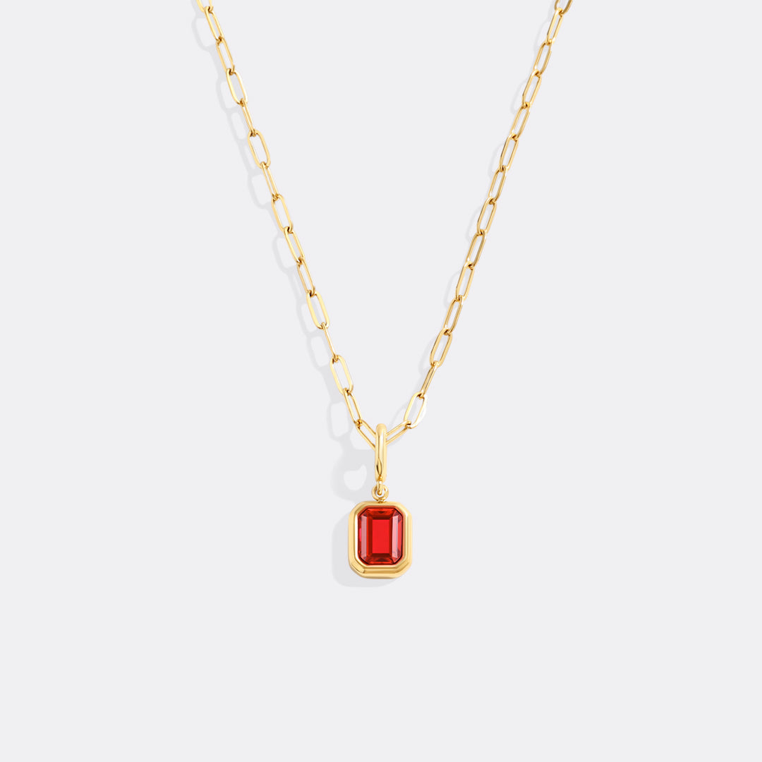 Baguette Birthstone Charm Necklace