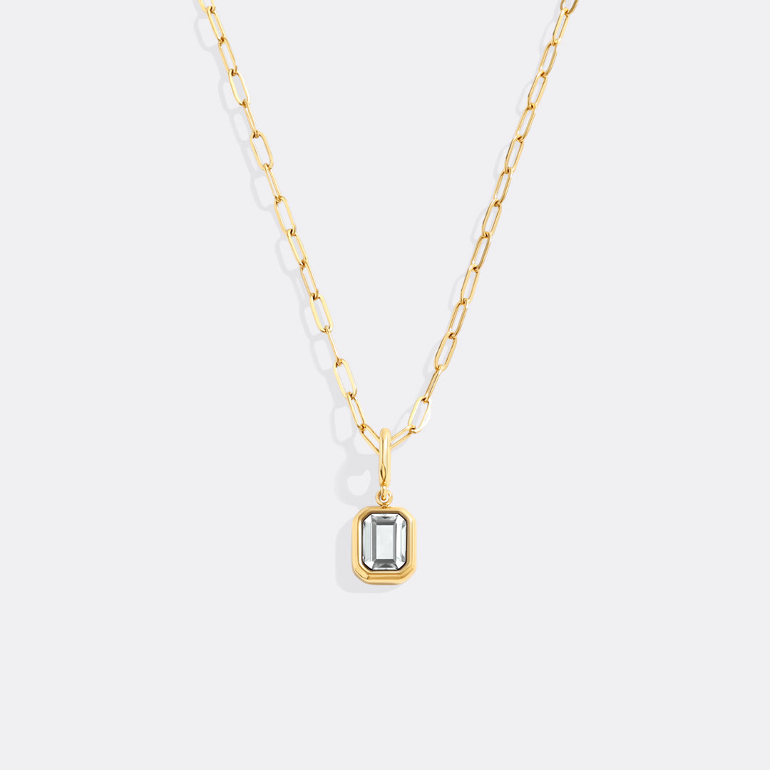Baguette Birthstone Charm Necklace