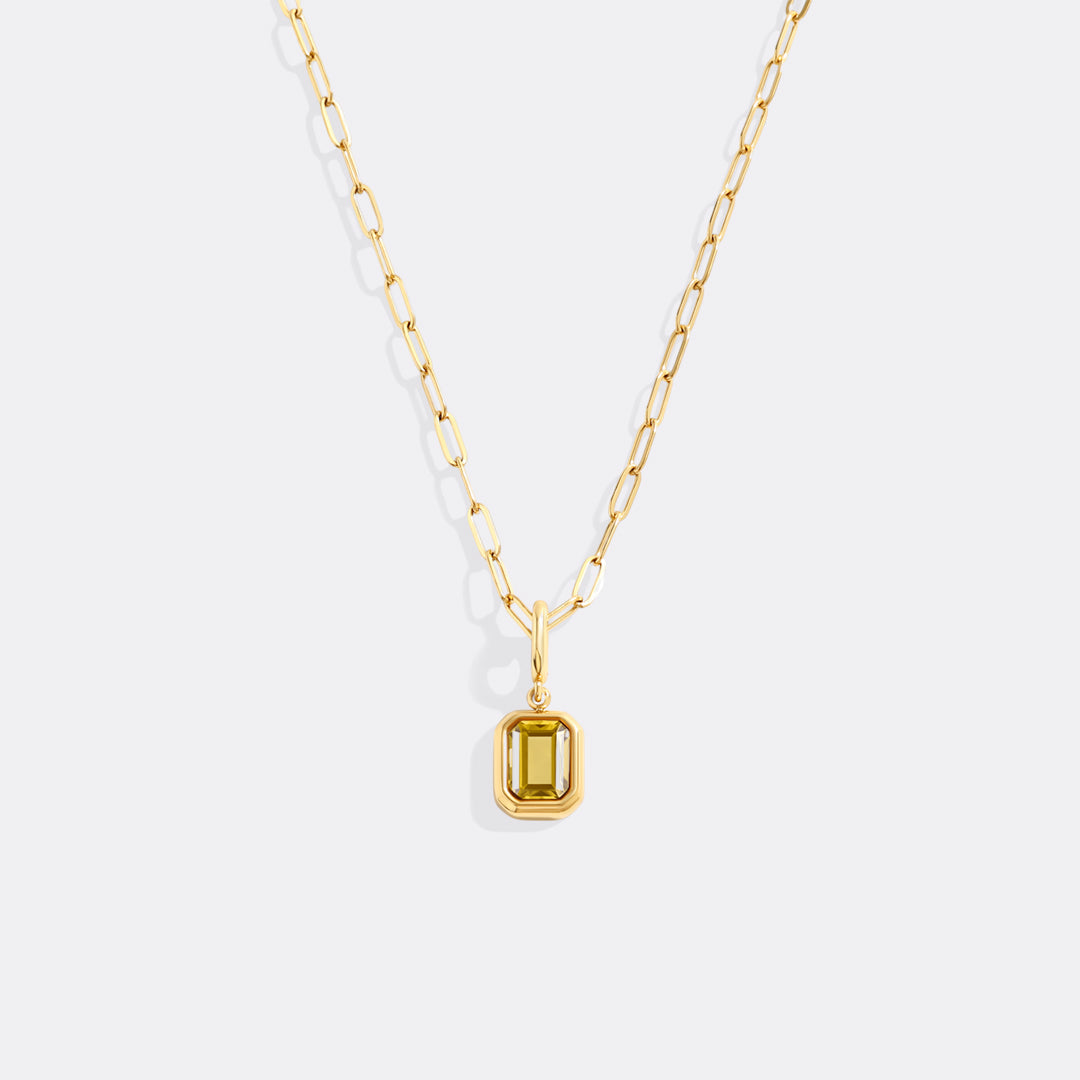 Baguette Birthstone Charm Necklace