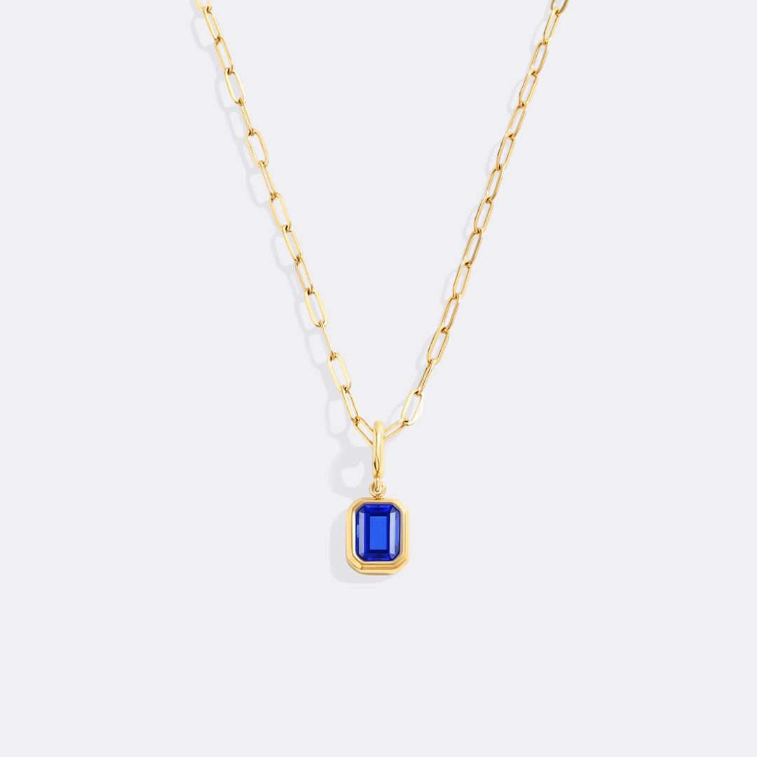 Baguette Birthstone Charm Necklace