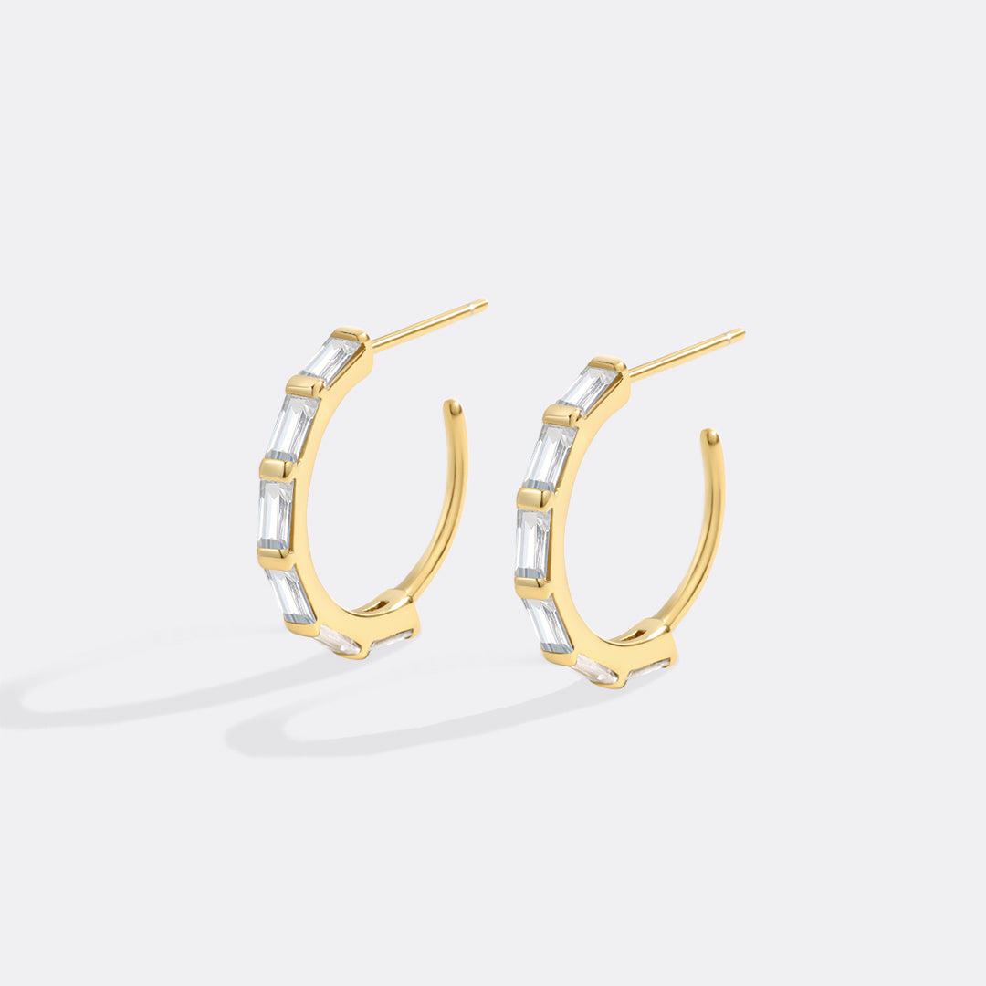 Baguette Diamond Hoop Earrings
