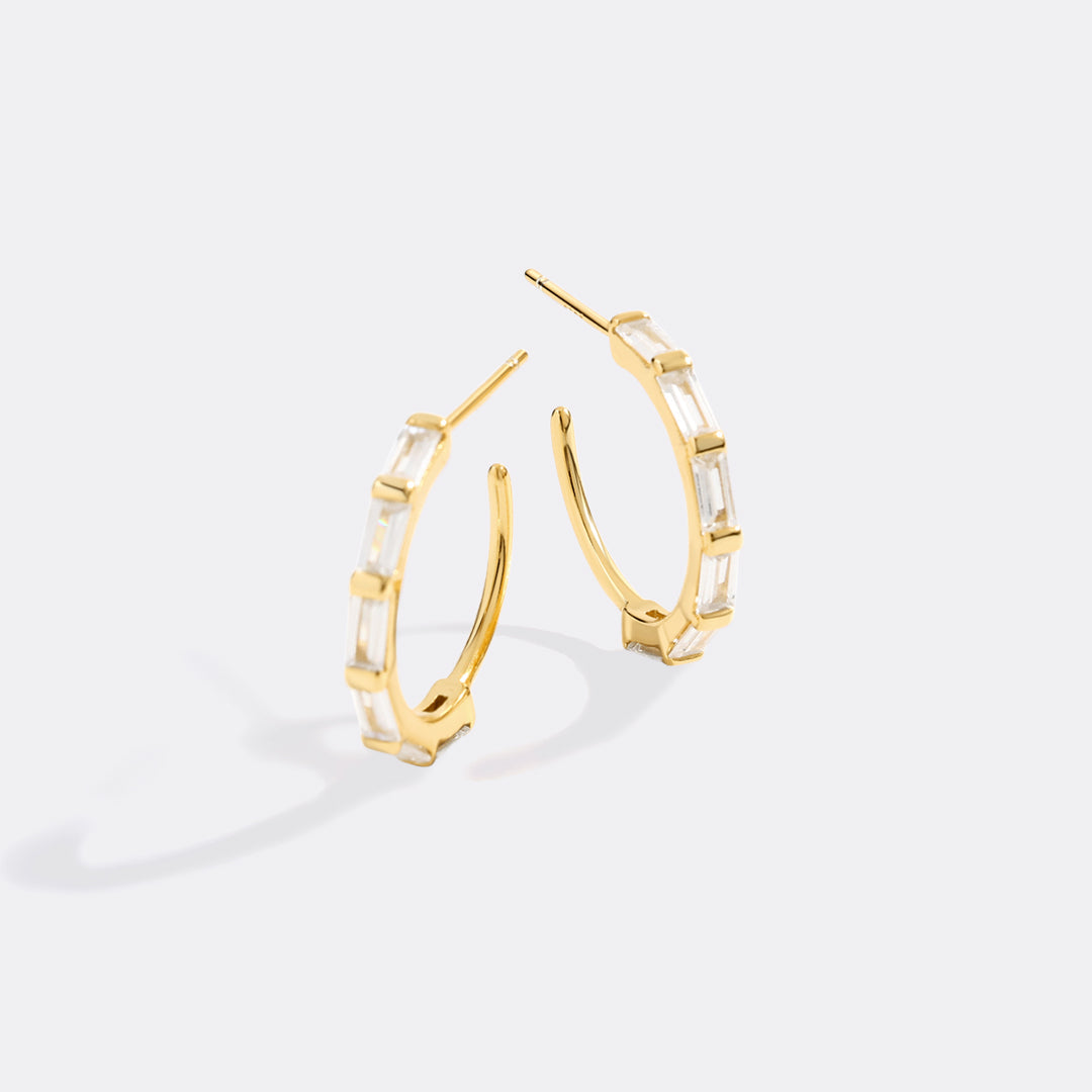 Baguette Diamond Hoop Earrings