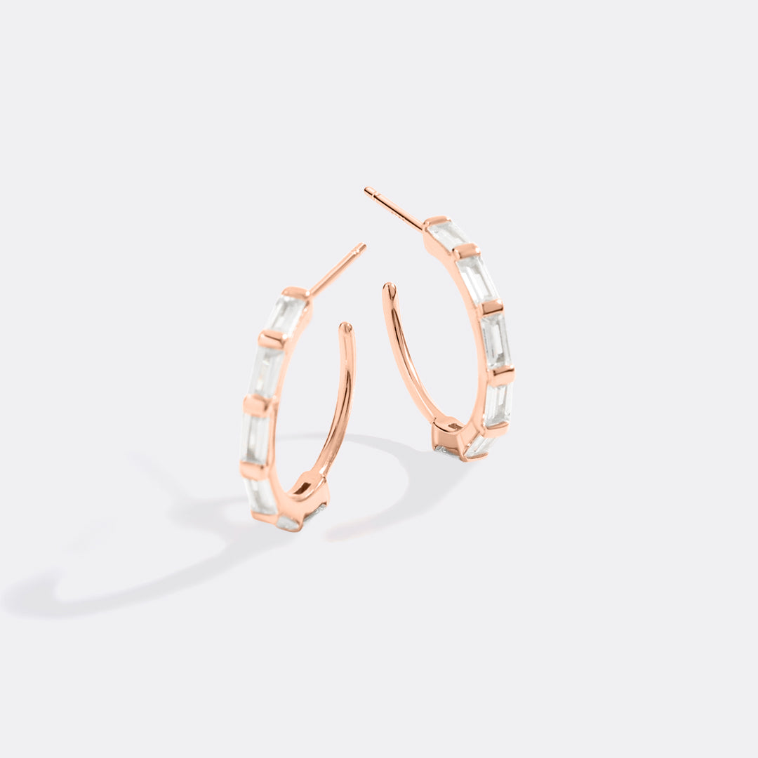 Baguette Diamond Hoop Earrings
