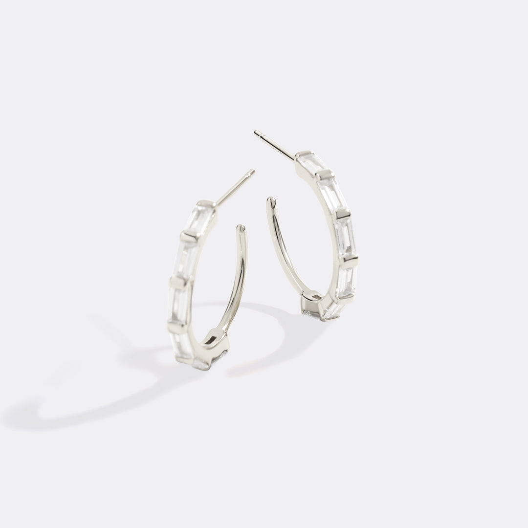 Baguette Diamond Hoop Earrings