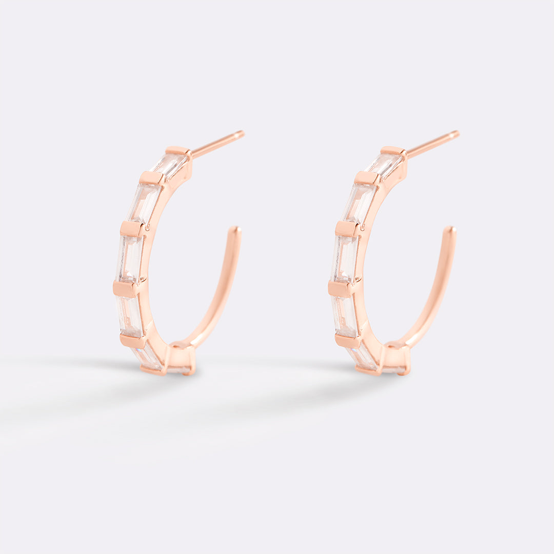 Baguette Diamond Hoop Earrings