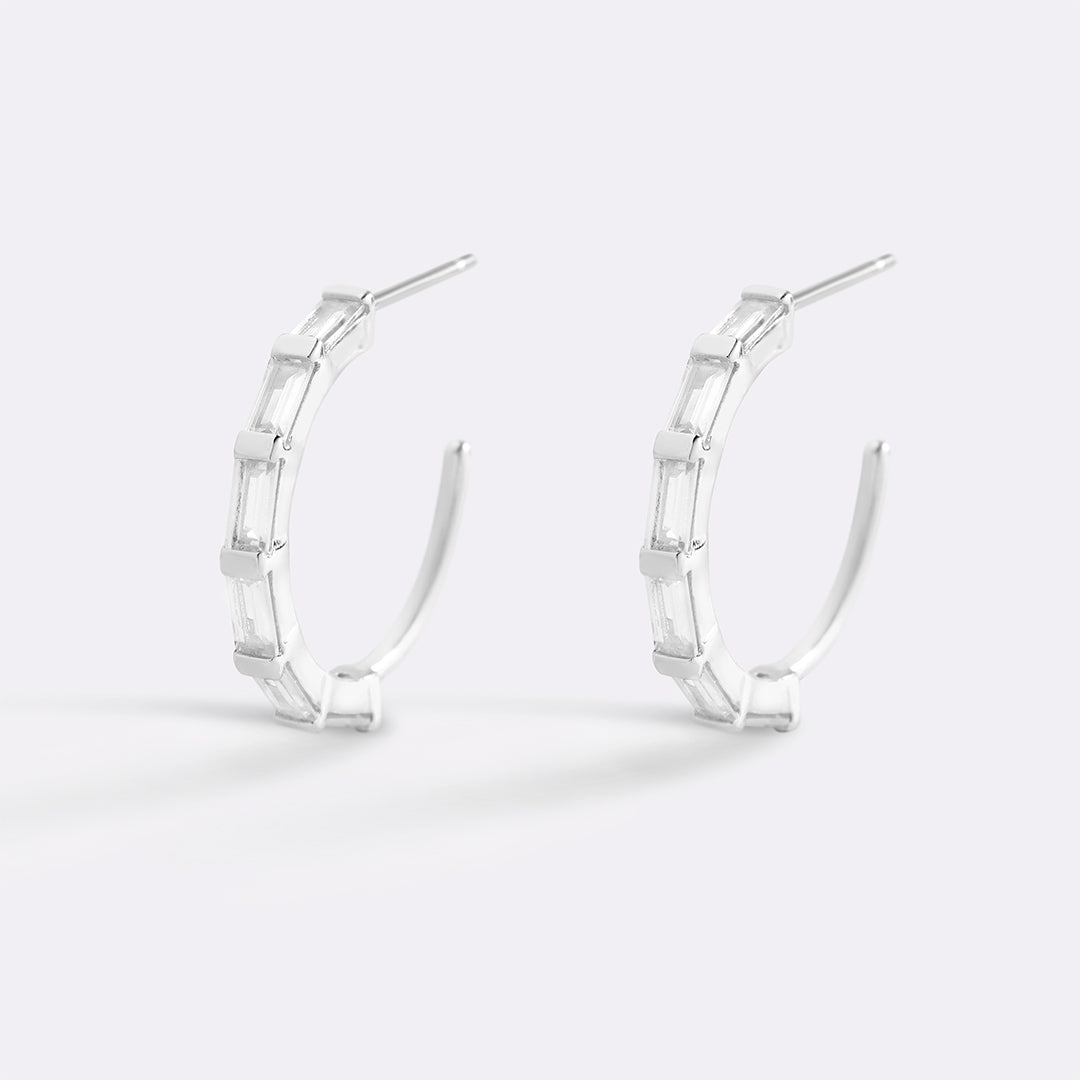 Baguette Diamond Hoop Earrings