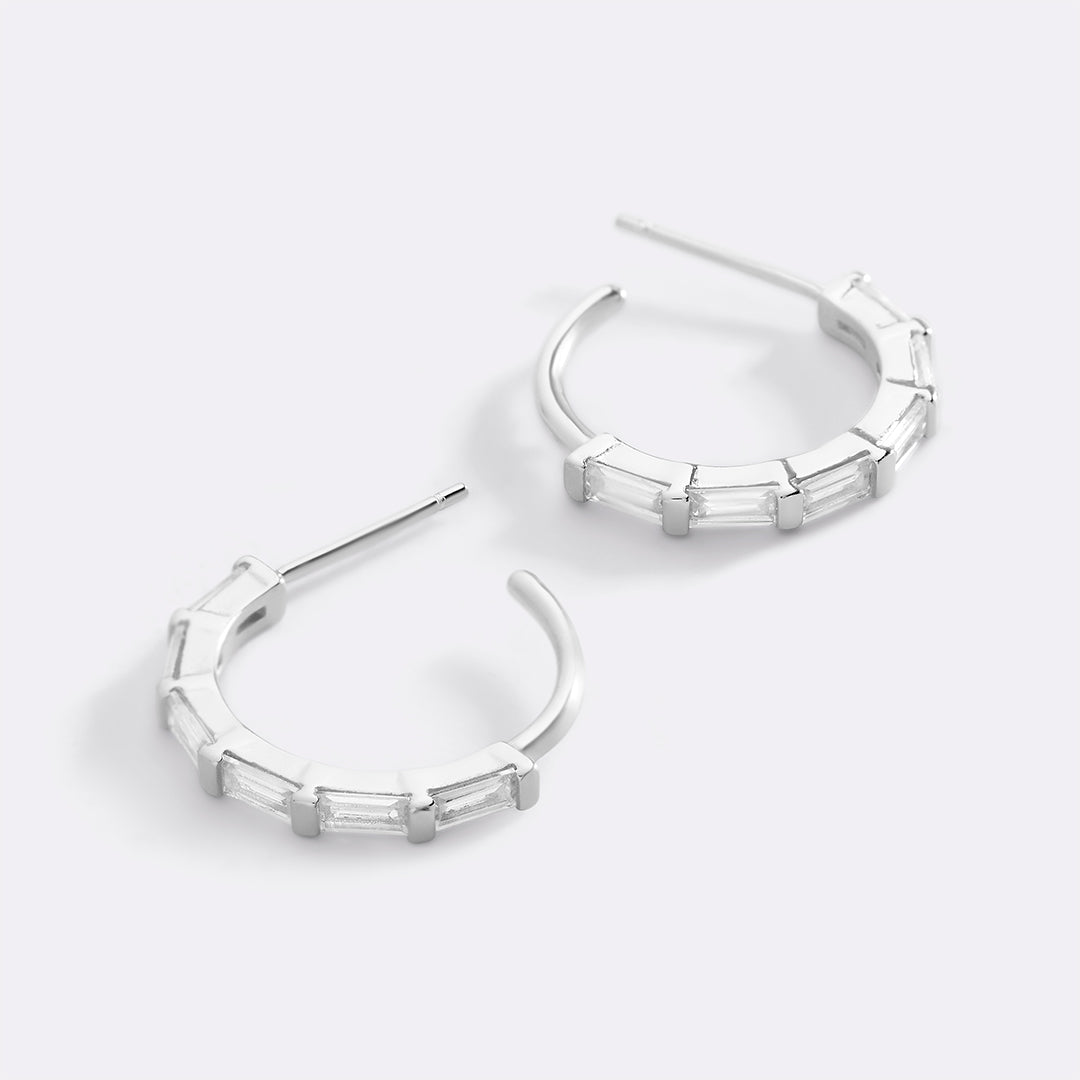 Baguette Diamond Hoop Earrings