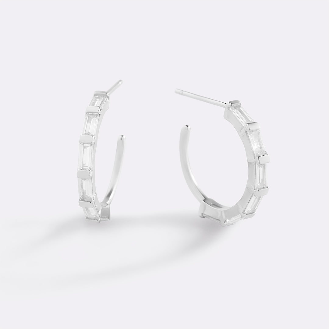 Baguette Diamond Hoop Earrings