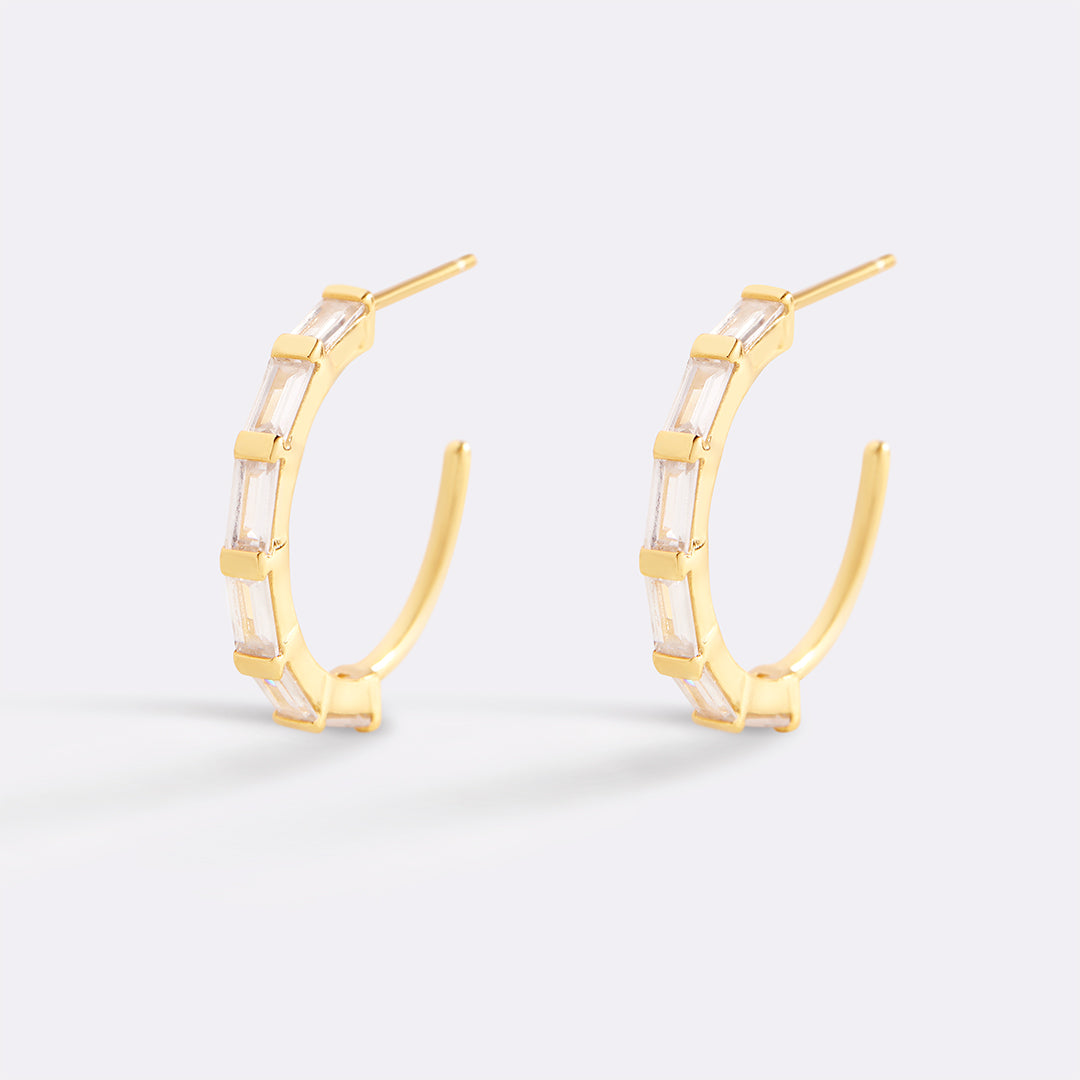 Baguette Diamond Hoop Earrings