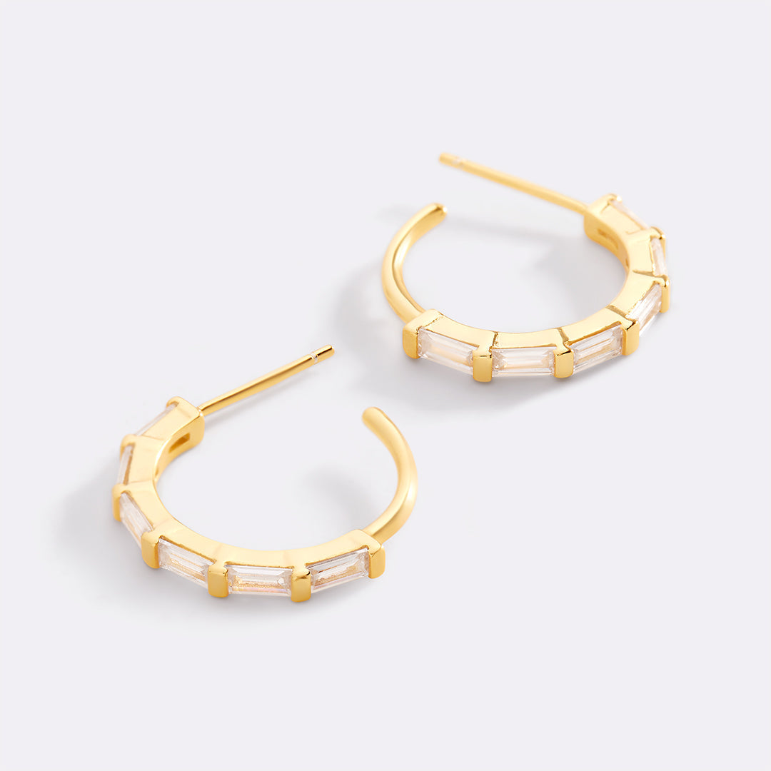 Baguette Diamond Hoop Earrings
