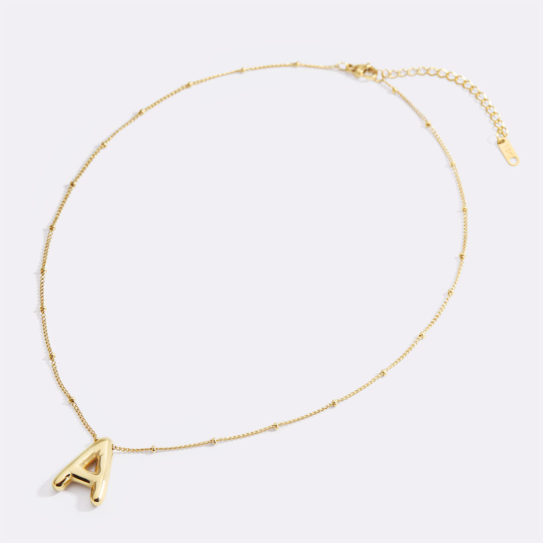 Balloon Initial Necklace with Satellite Chain