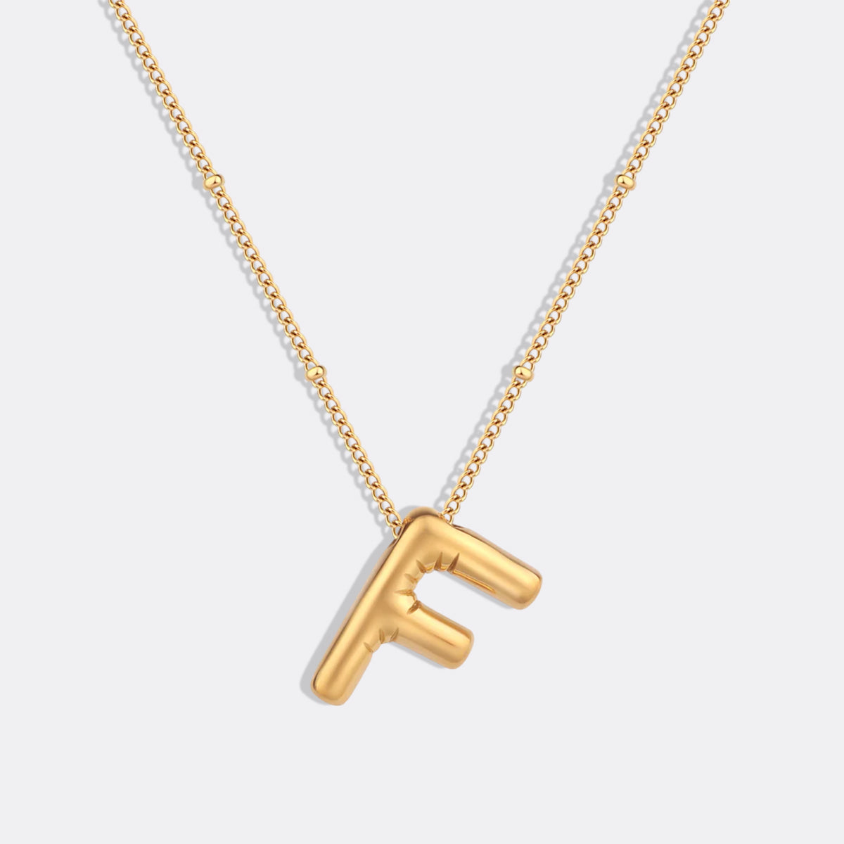 Balloon Initial Necklace with Satellite Chain