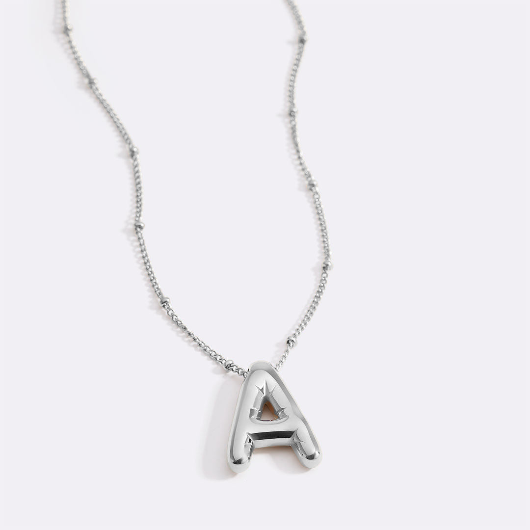 Balloon Initial Necklace with Satellite Chain