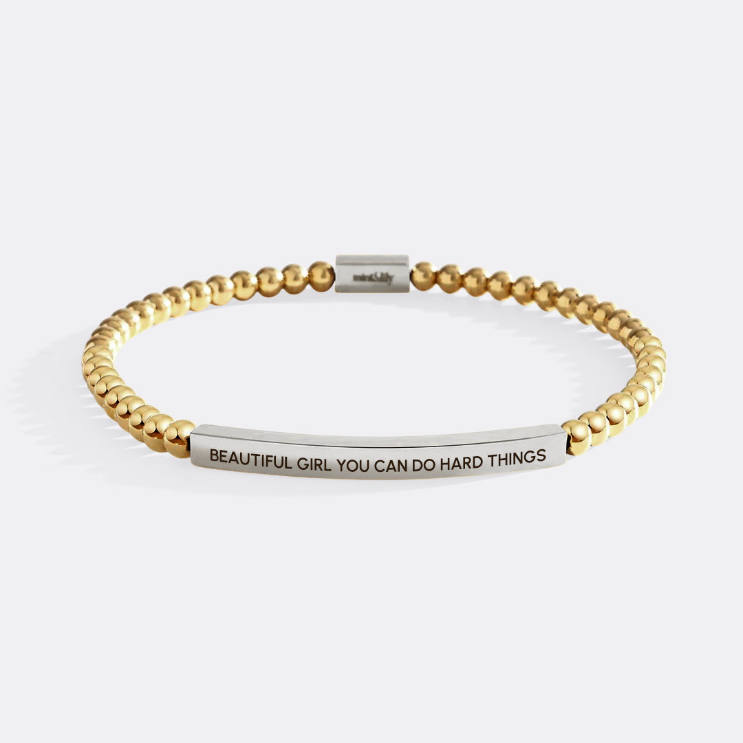 Beautiful Girl You Can Do Hard Things Beaded Inspire Bracelet