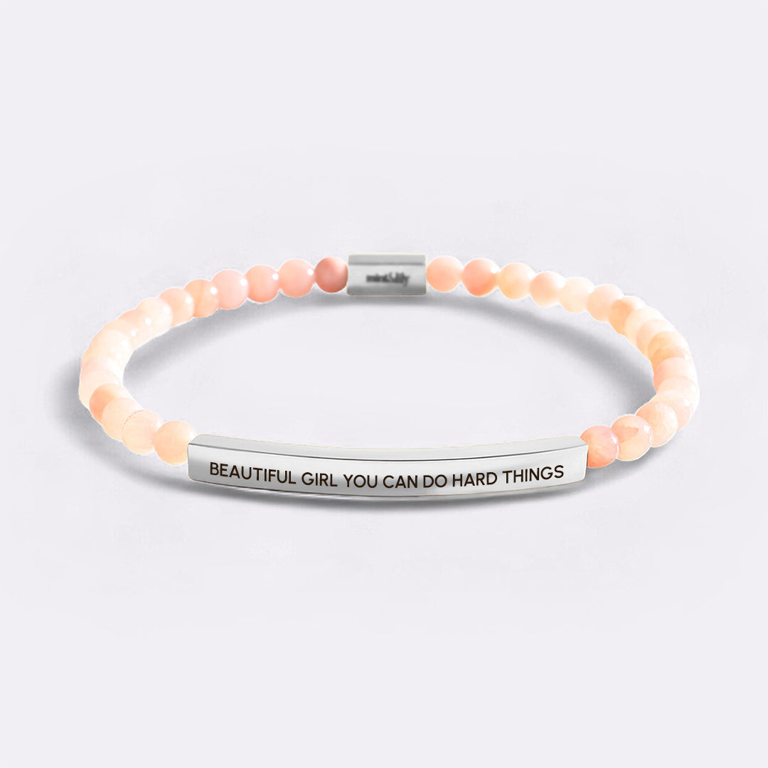 Beautiful Girl You Can Do Hard Things Beaded Inspire Bracelet
