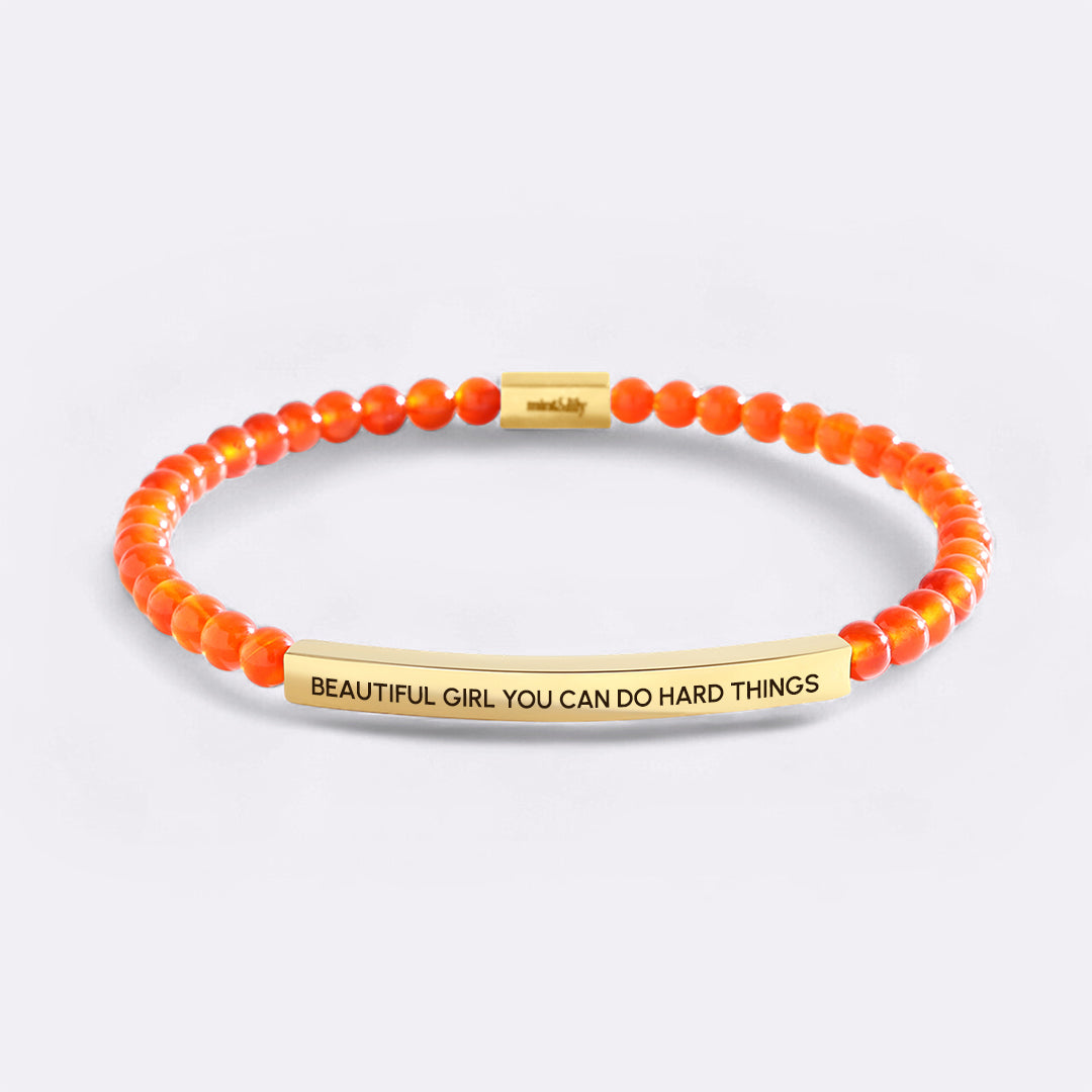 Beautiful Girl You Can Do Hard Things Beaded Inspire Bracelet