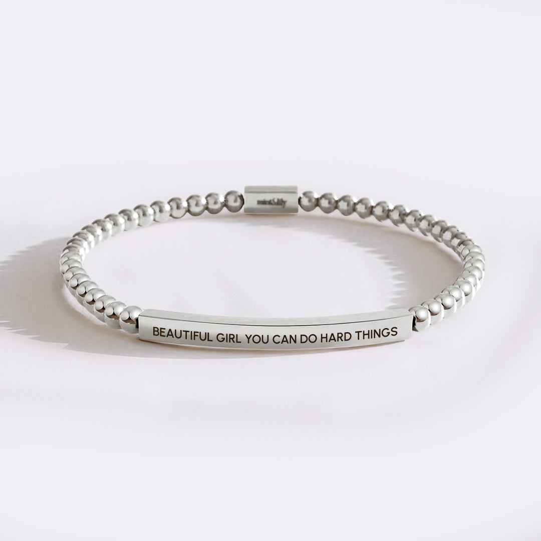 Beautiful Girl You Can Do Hard Things Beaded Inspire Bracelet