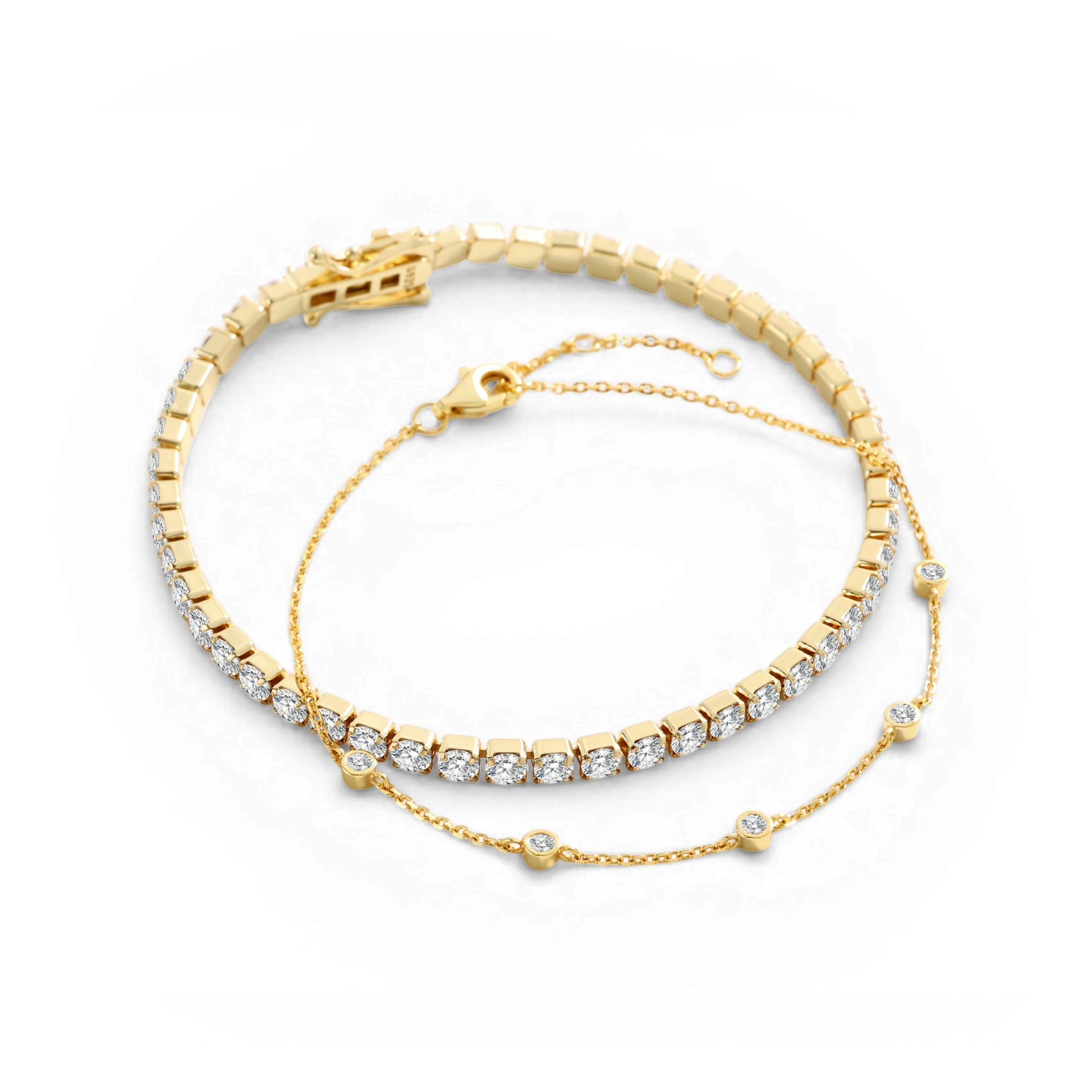 Bezel Set Bracelet and Tennis Bracelet Bundle