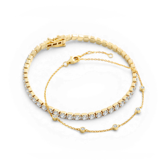 Bezel Set Bracelet and Tennis Bracelet Bundle