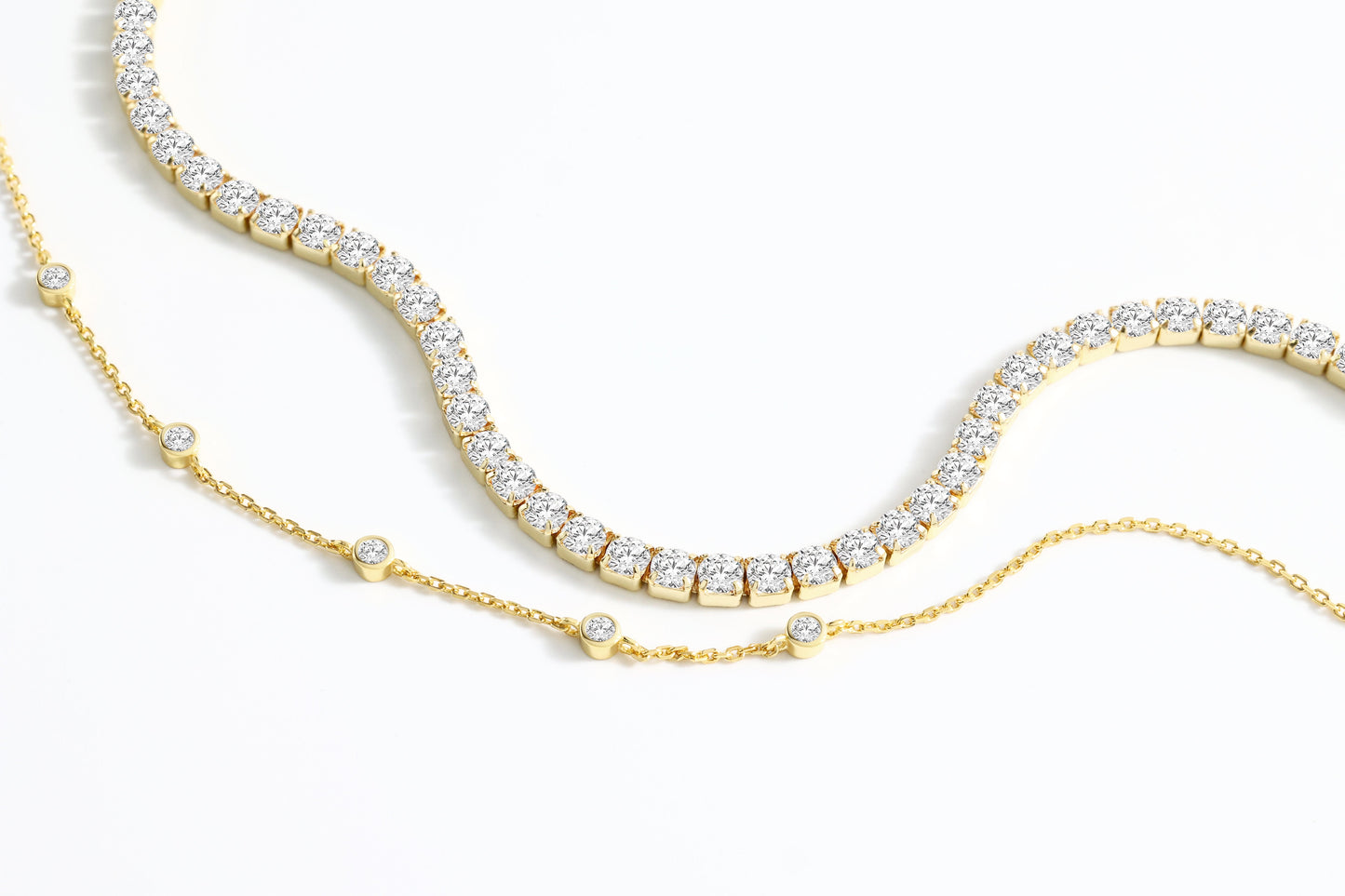 Bezel Set Bracelet and Tennis Bracelet Bundle