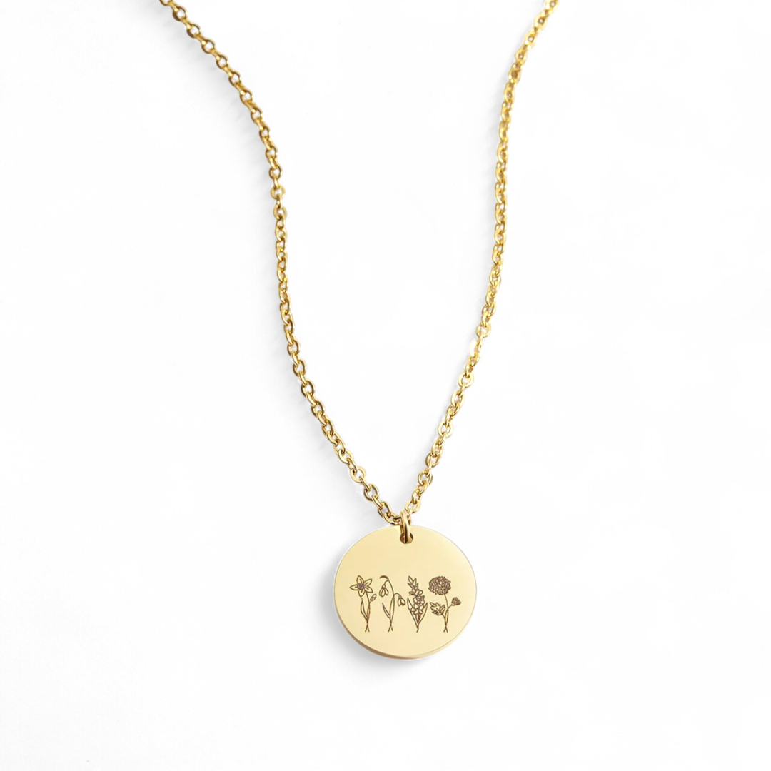 Birth Flower Bouquet Necklace