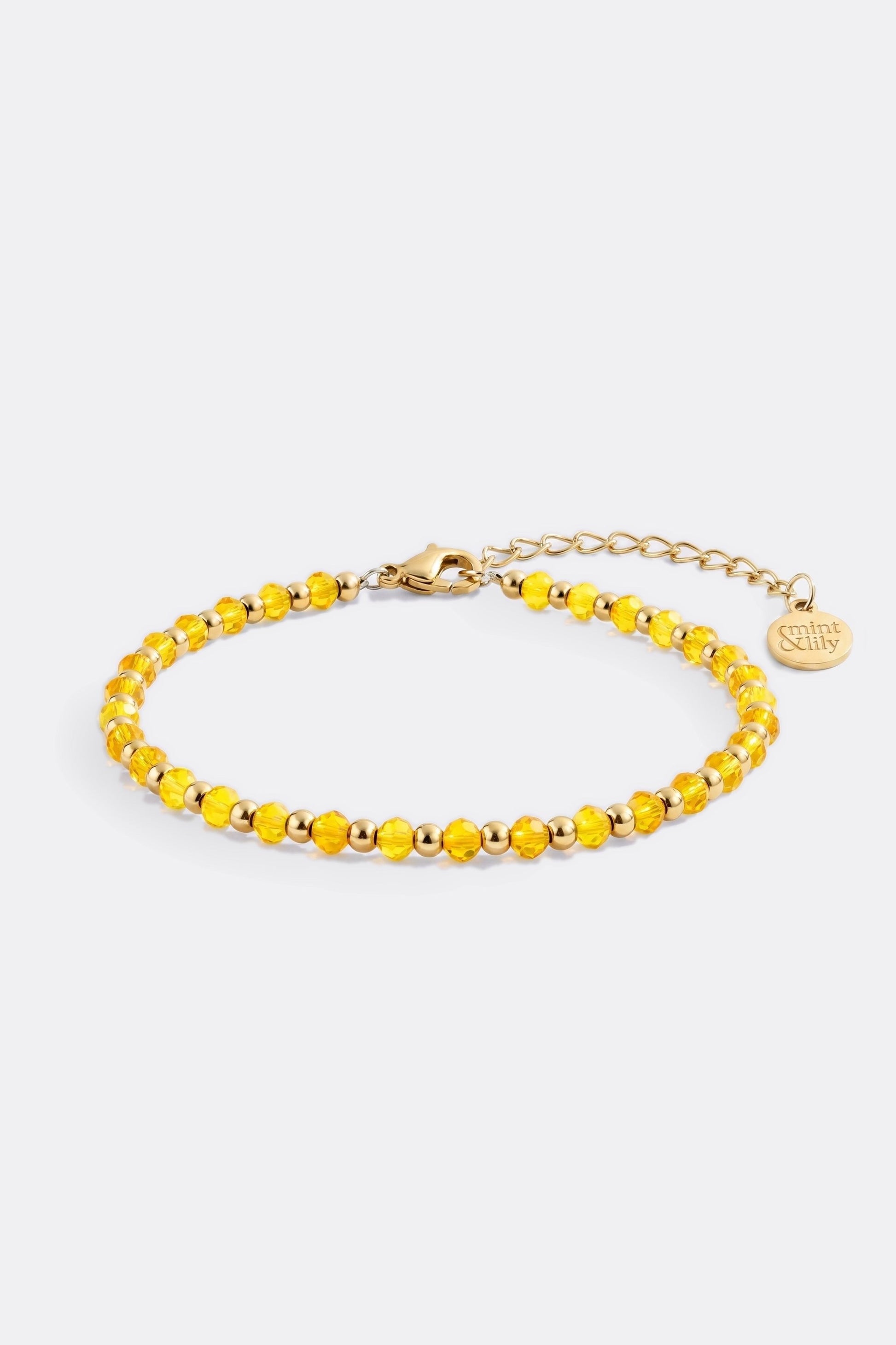 Birthstone and Gold Bead Bracelet